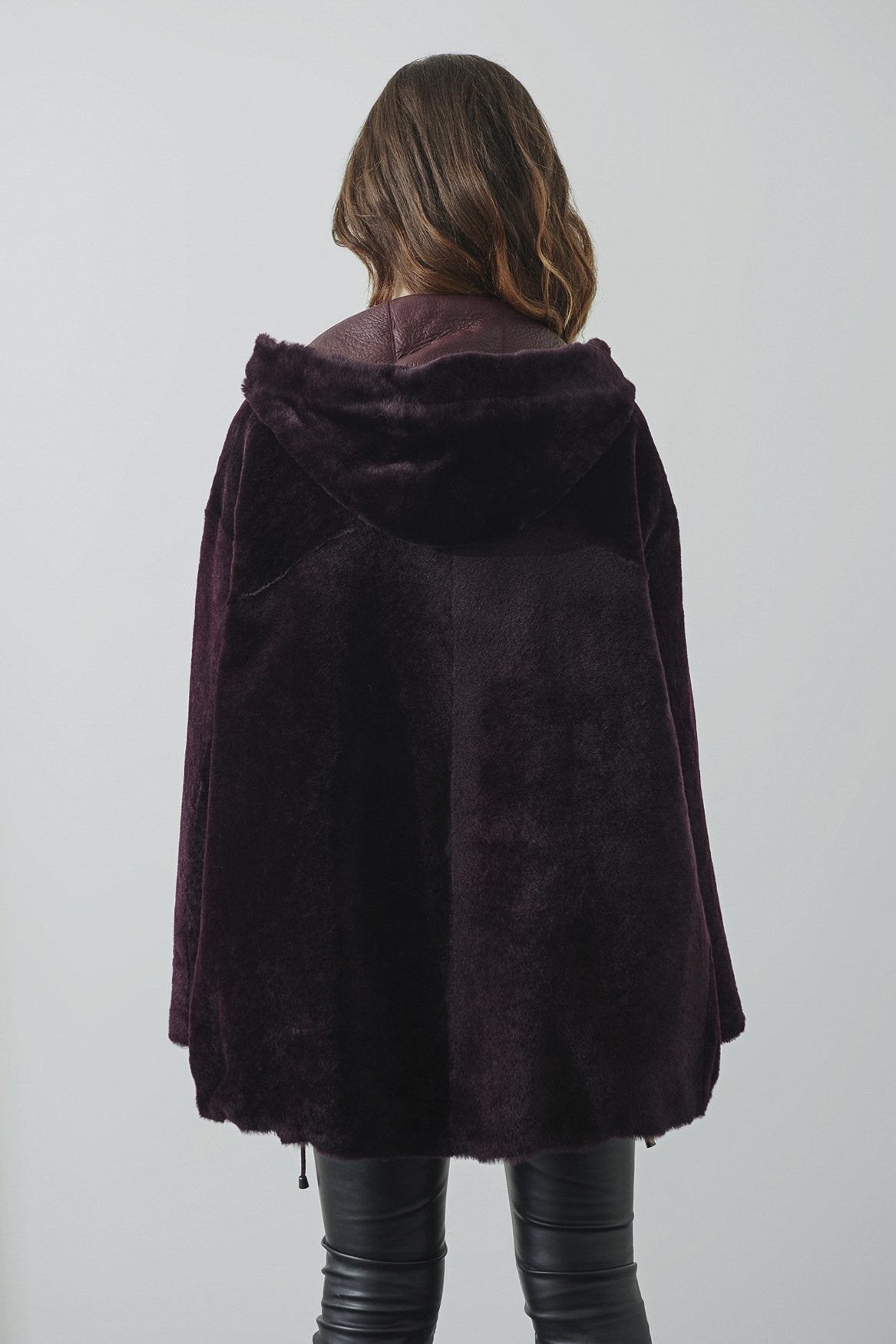 Claret Red Shearling Fur Coat