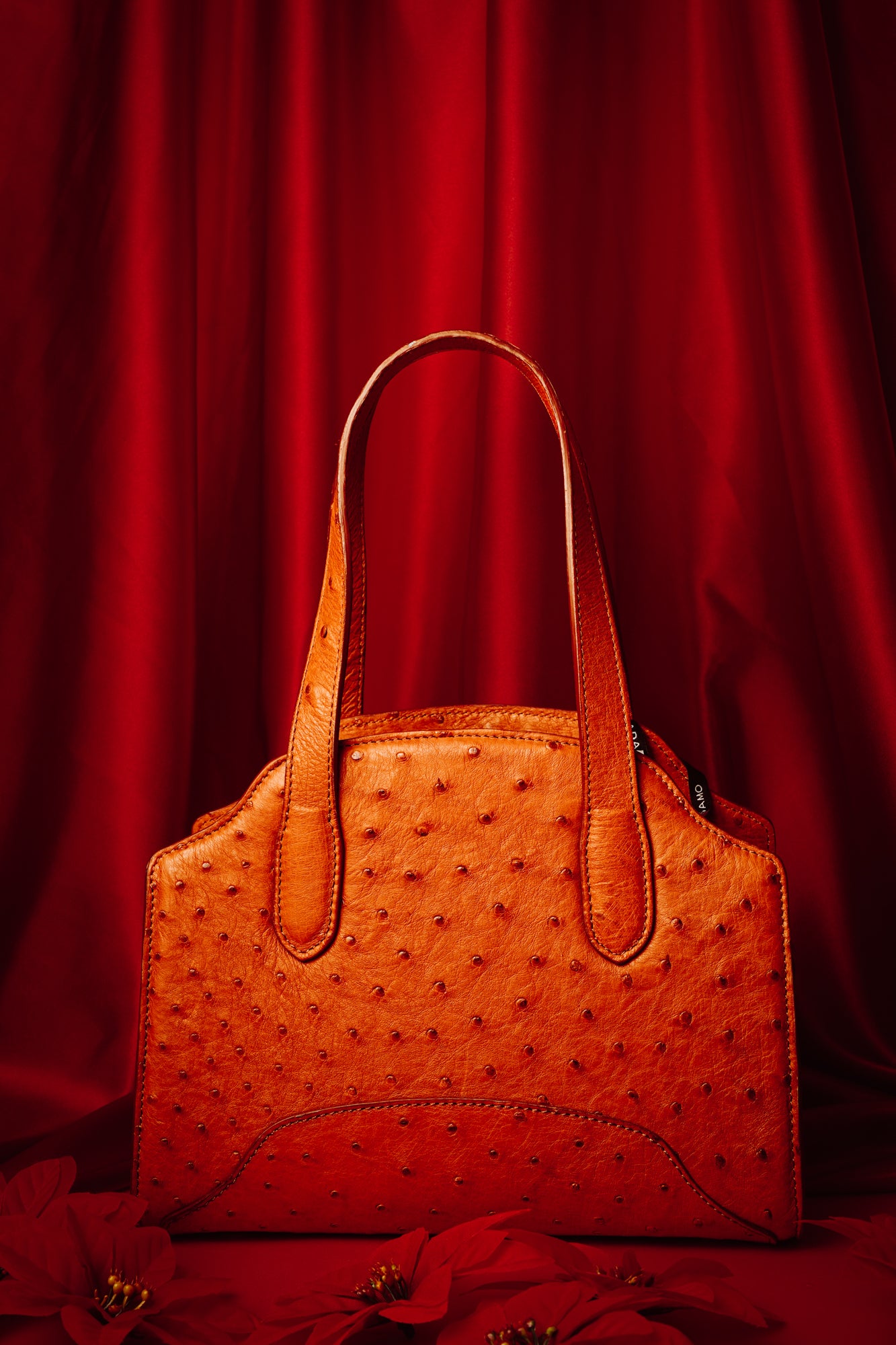 Handmade Orange Ostrich Leather Bag