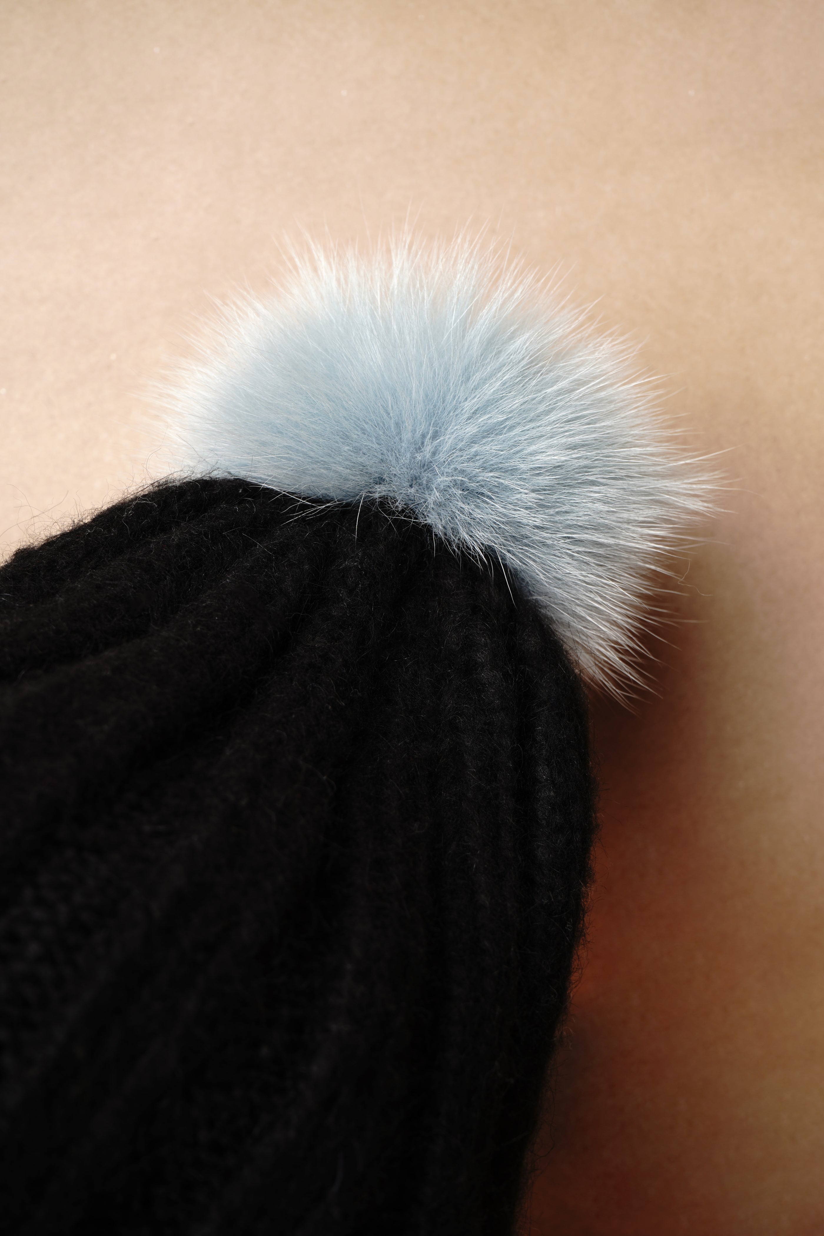 Black Wool & Fox Fur Beret