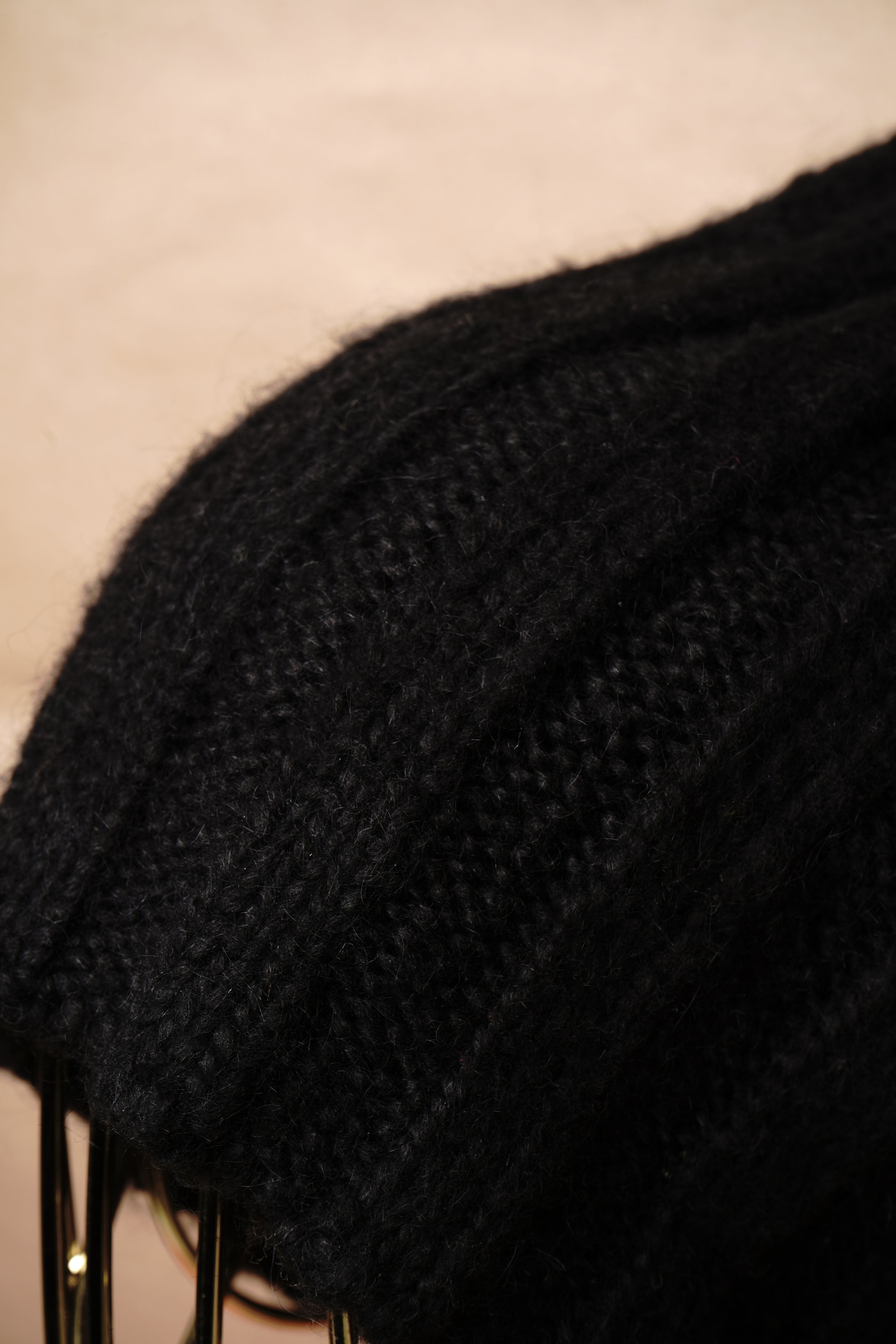 Black Wool & Fox Fur Beret