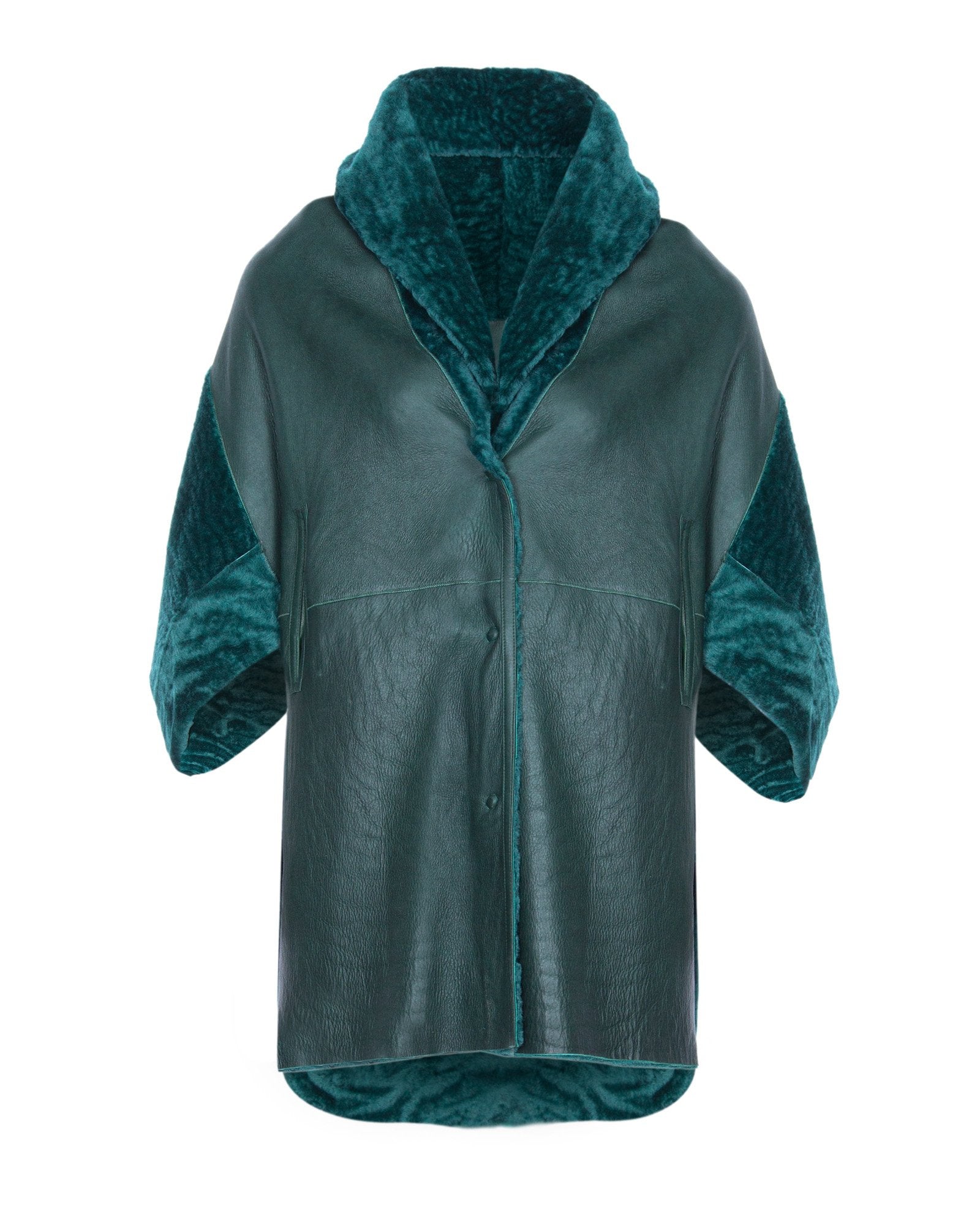 Emerald Green Long Shearling Coat