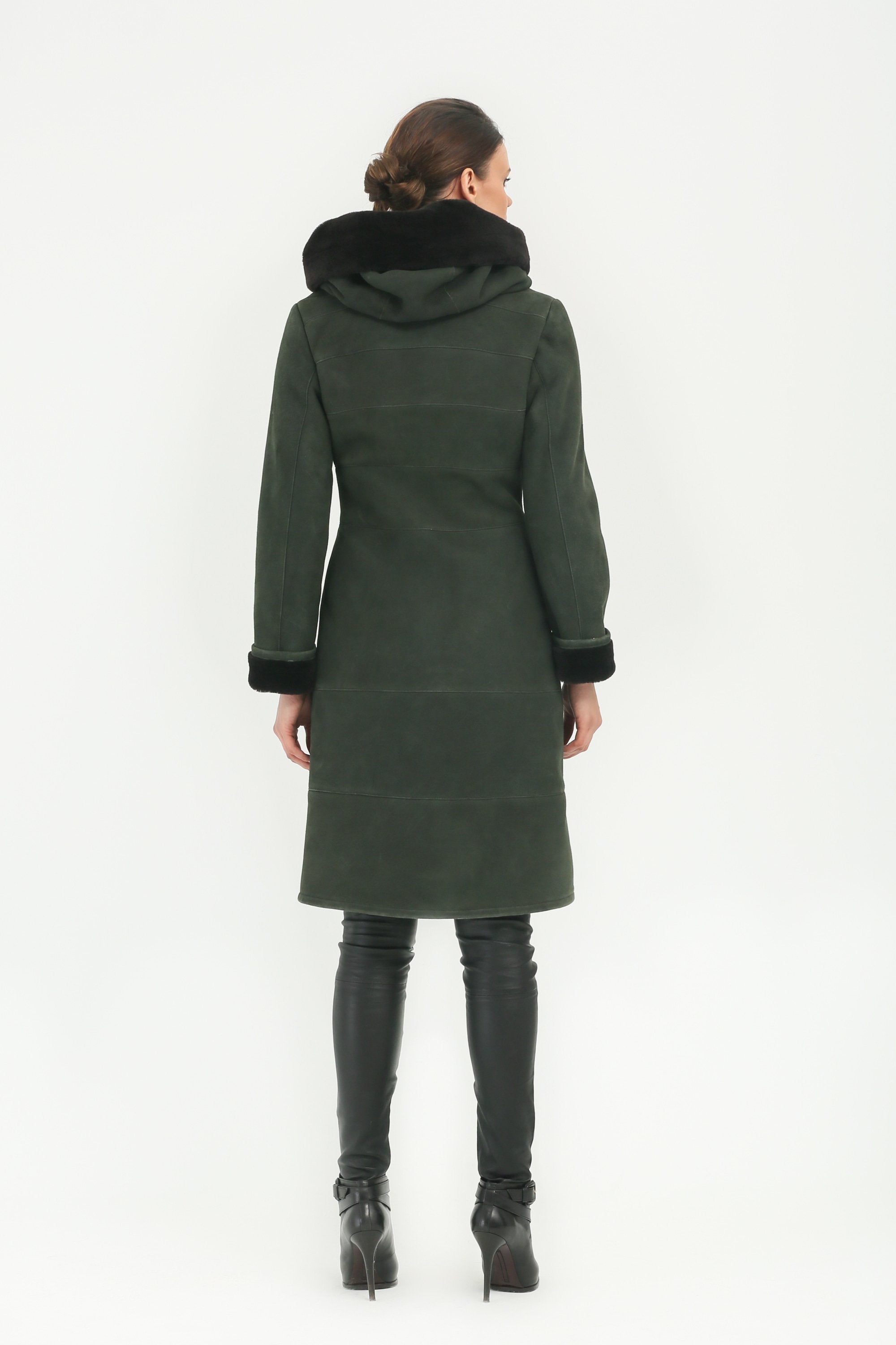 Green Long Shearling Coat