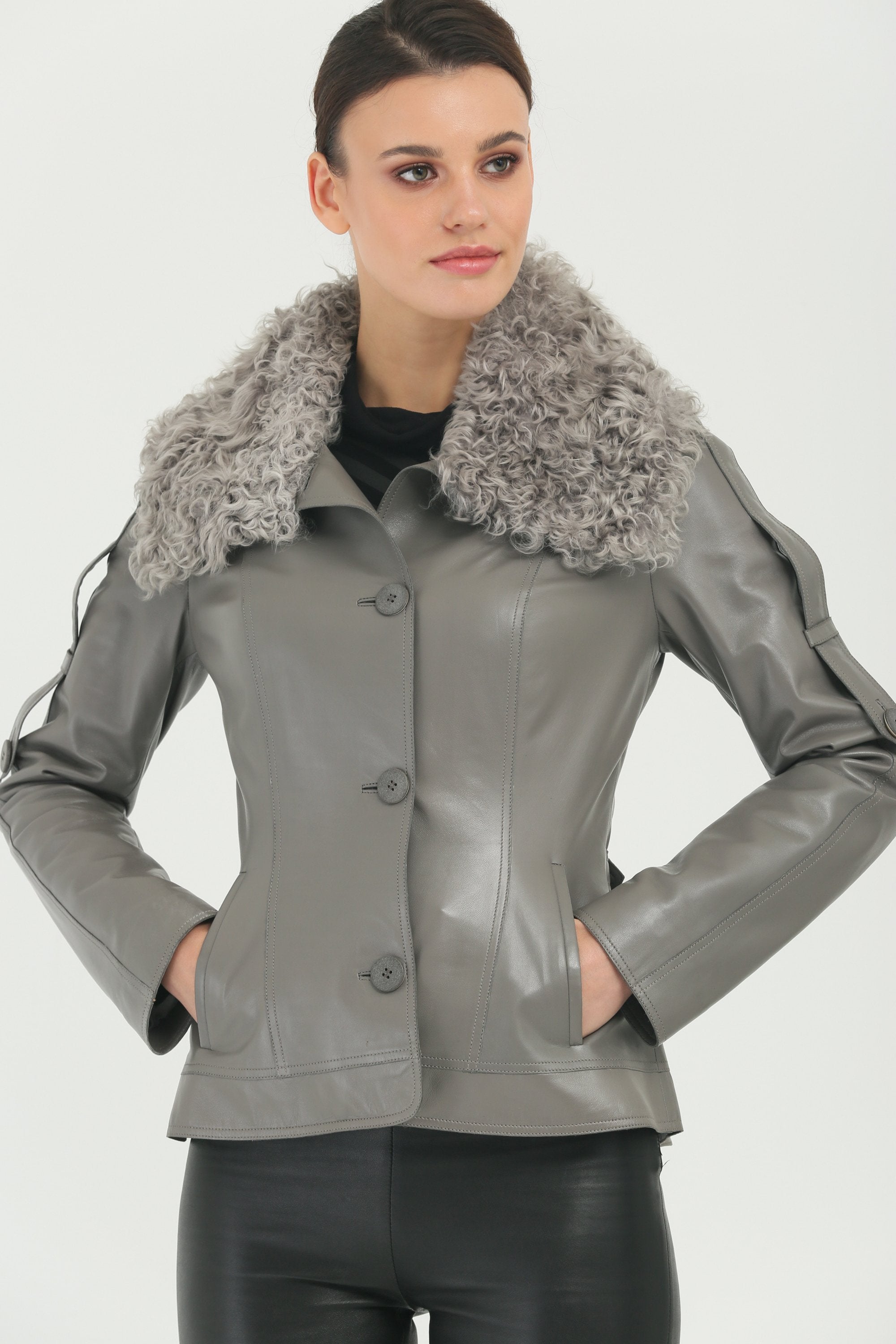 Grey Leather Jacket