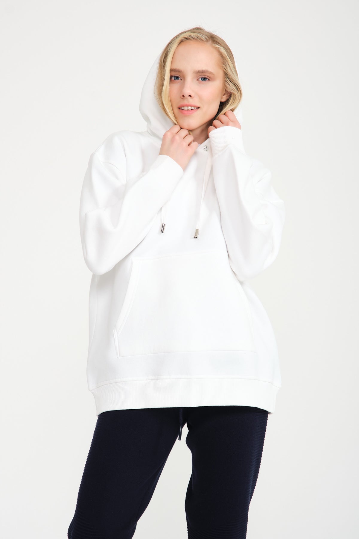 White Fox Fur Lined Hoodie