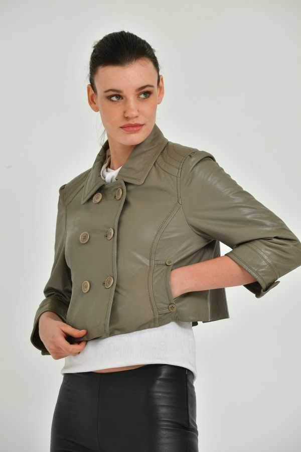 Khaki Leather Jacket