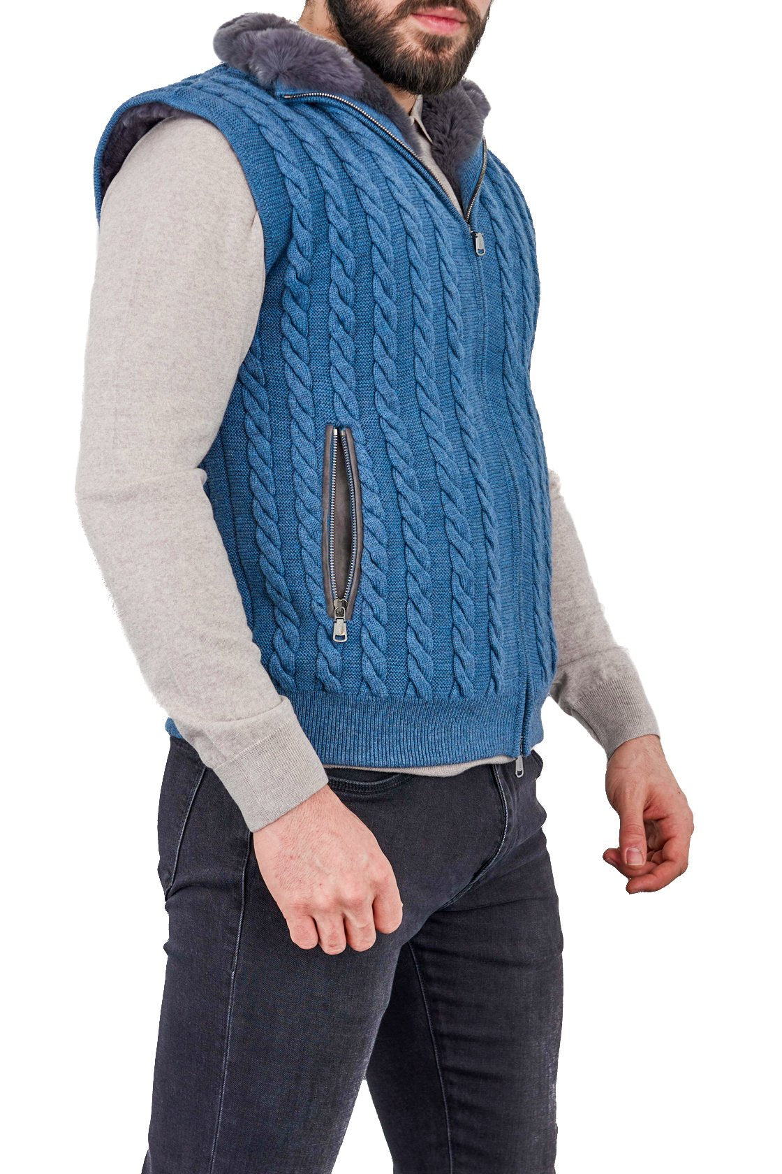 Light Blue Wool Knit Vest