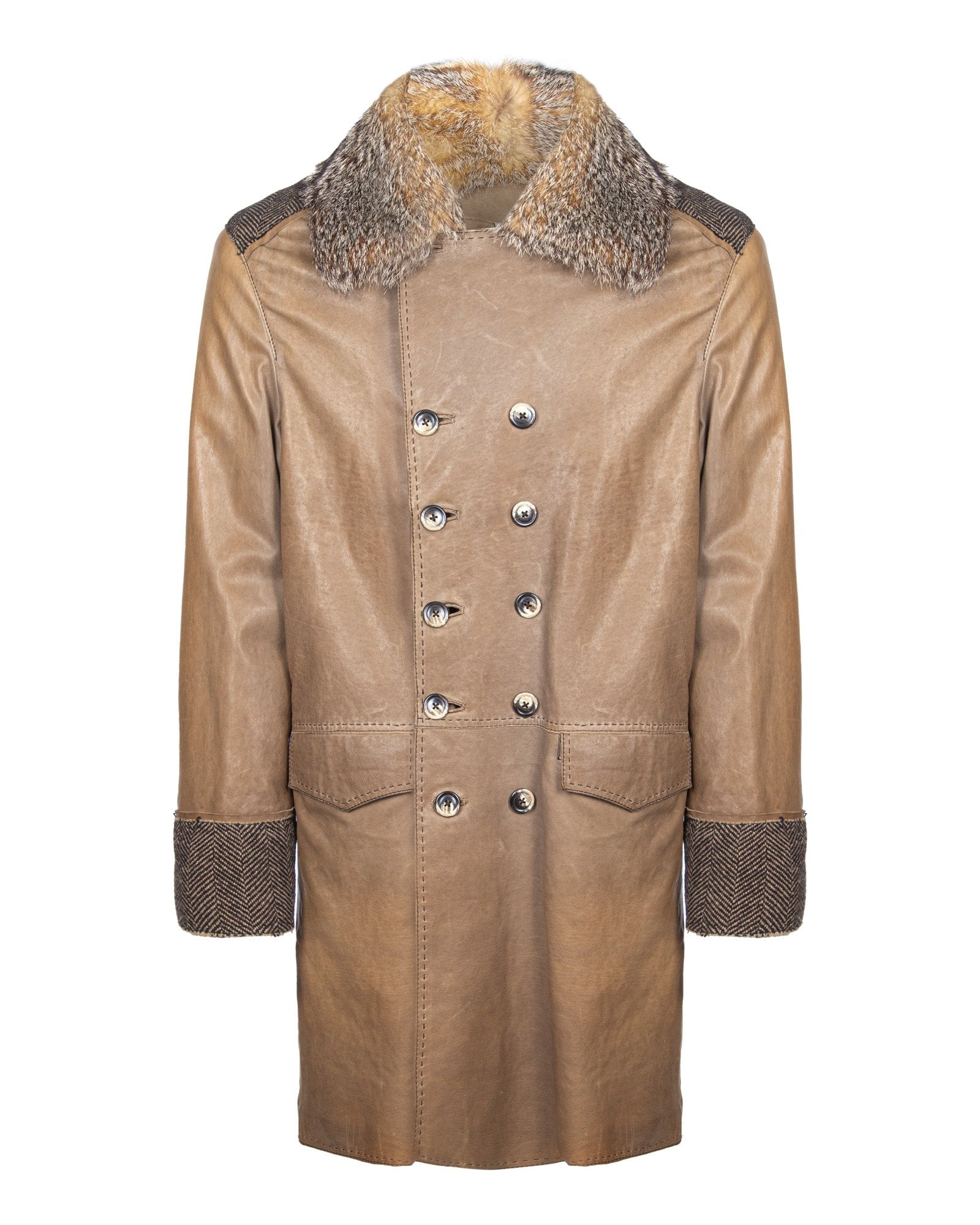 Light Brown Long Leather Coat