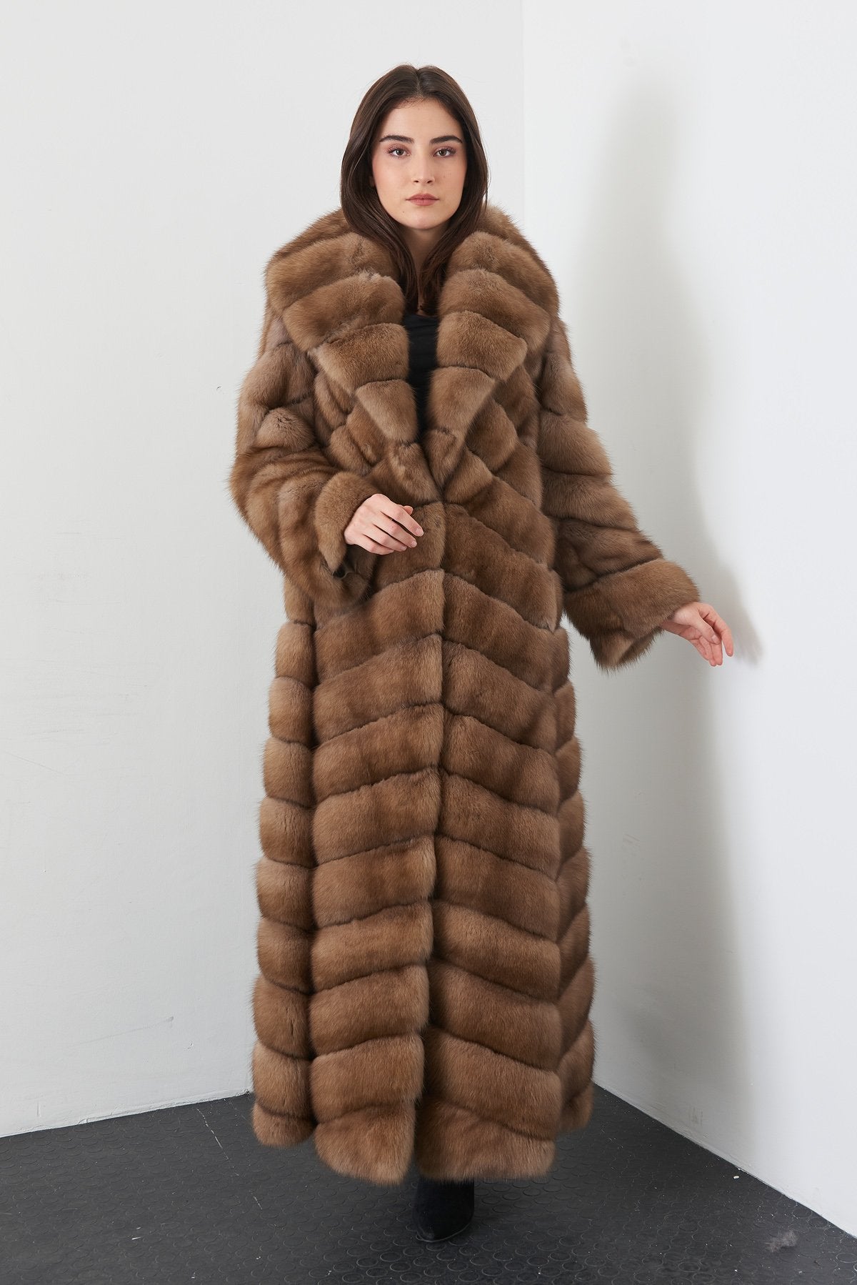 Brown Long Sable Fur Coat ADAMO