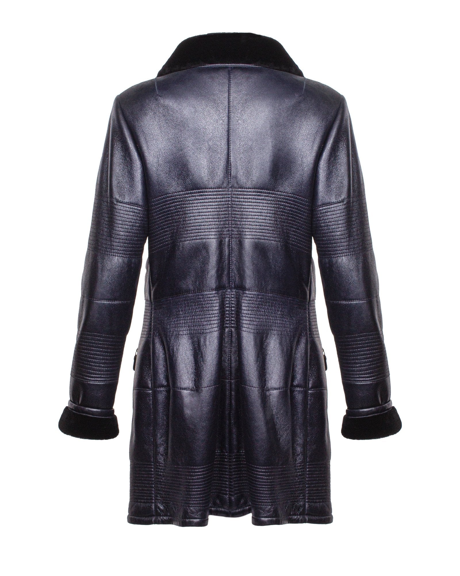 Navy Leather Coat