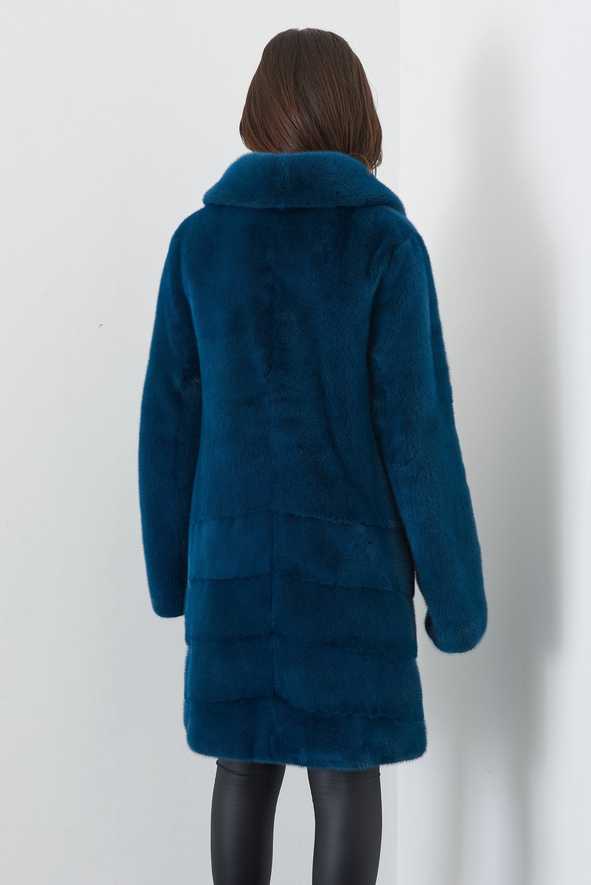 Navy Long Mink Fur Coat
