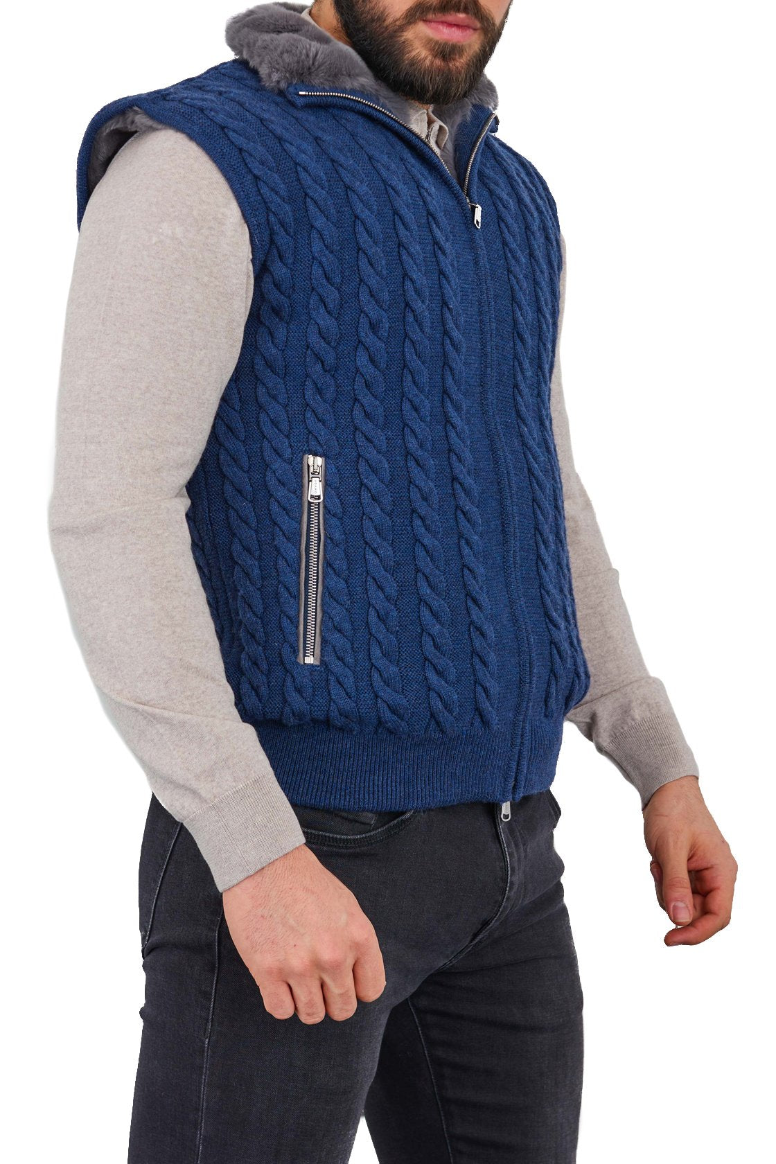 Navy Wool Knit Vest