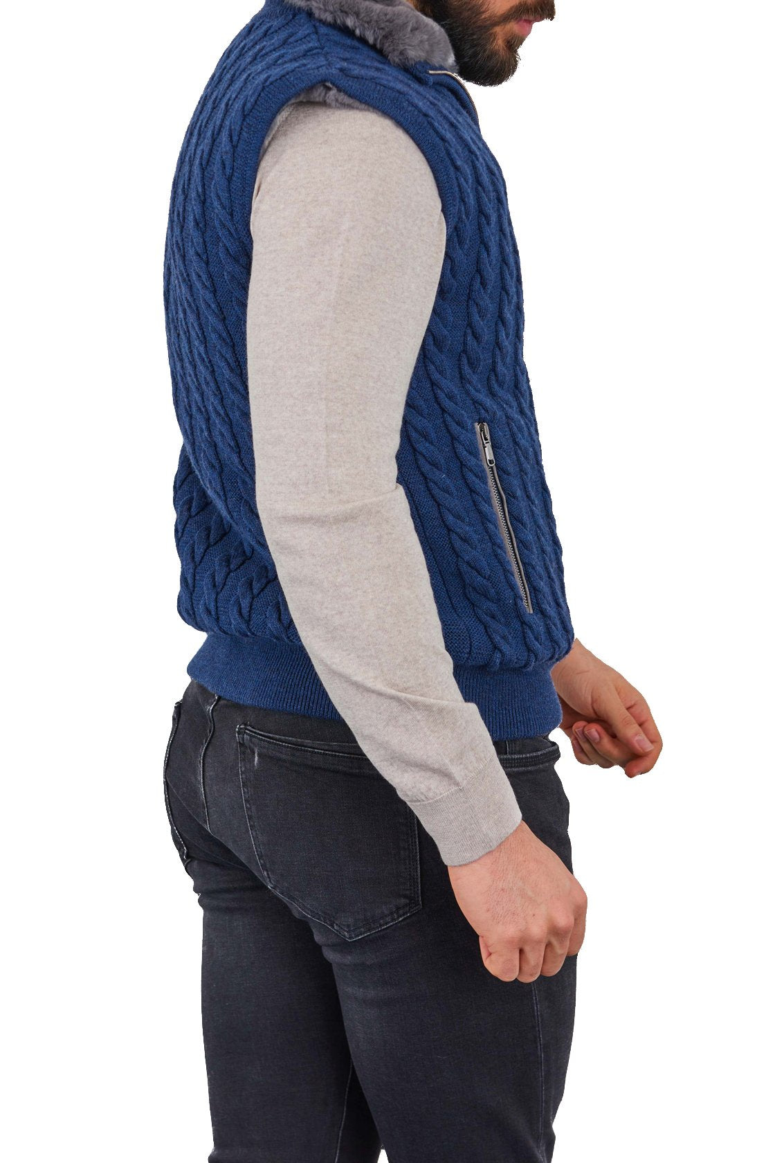 Navy Wool Knit Vest