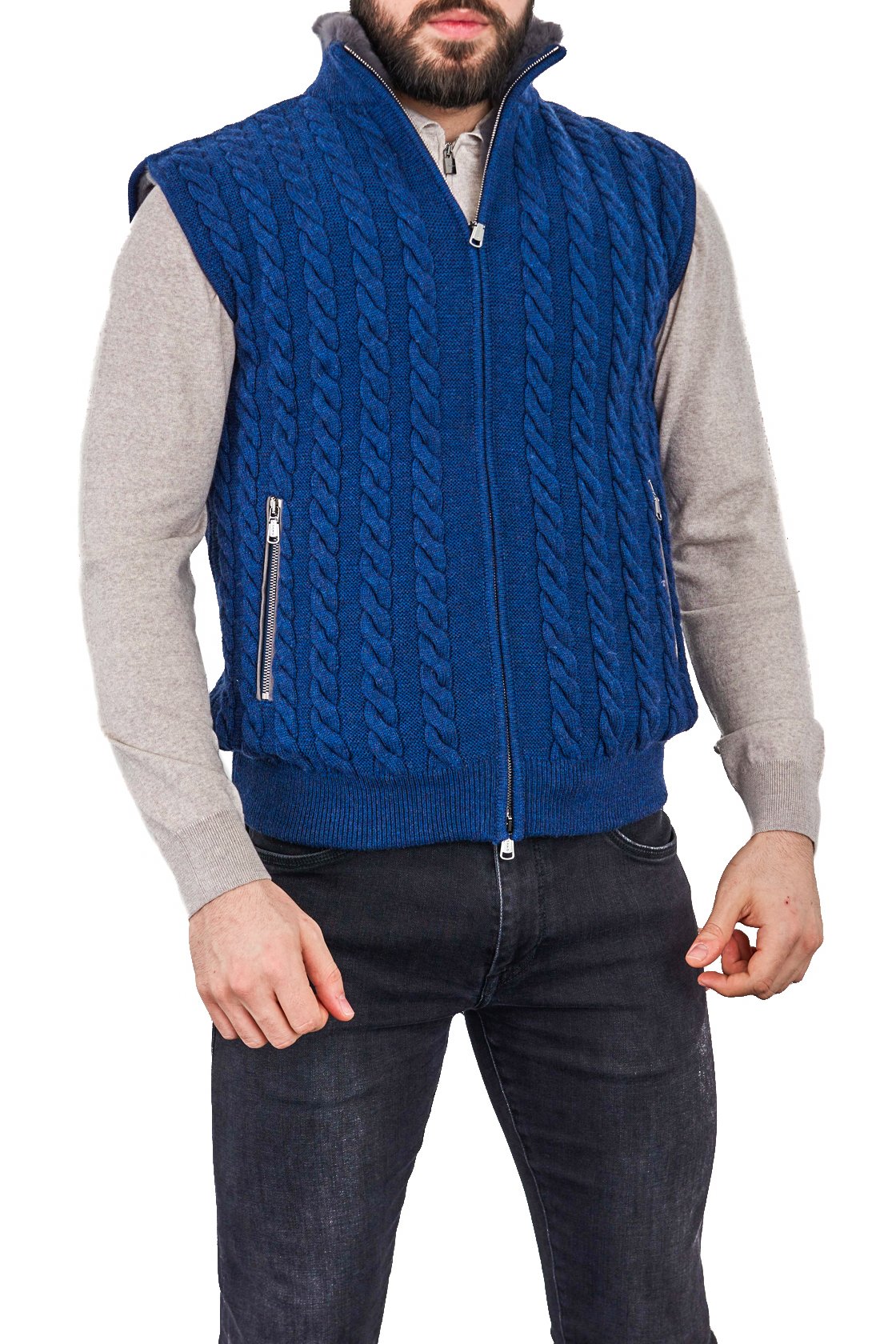 Navy Wool Knit Vest