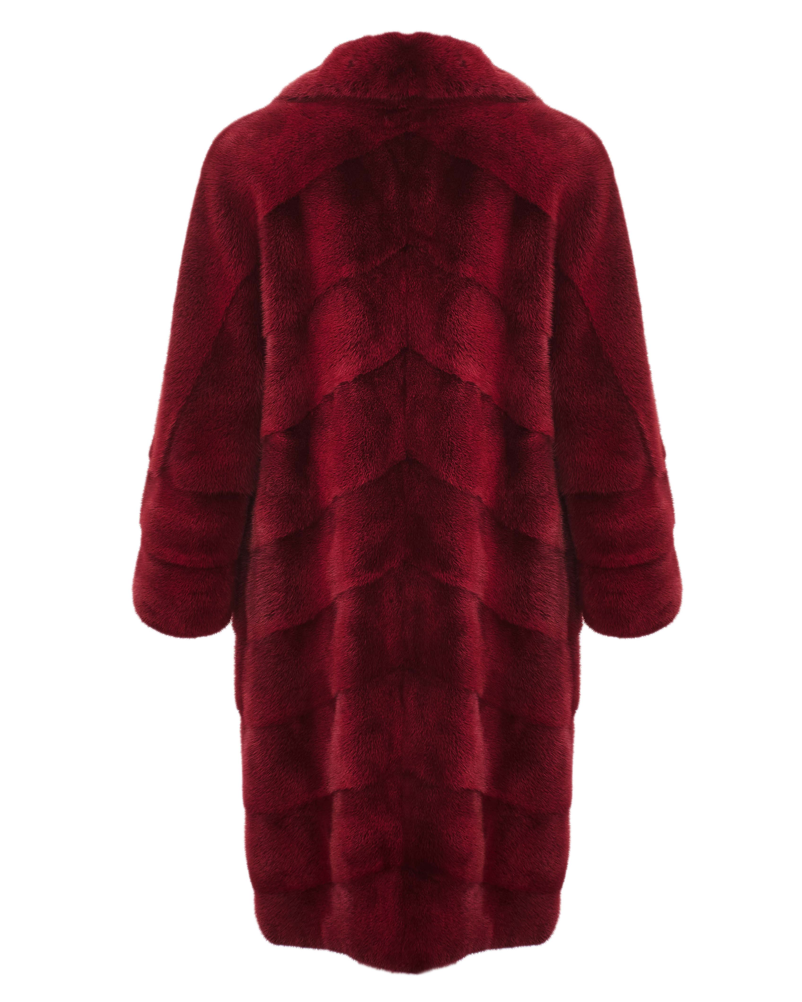 Red Long Mink Fur Coat
