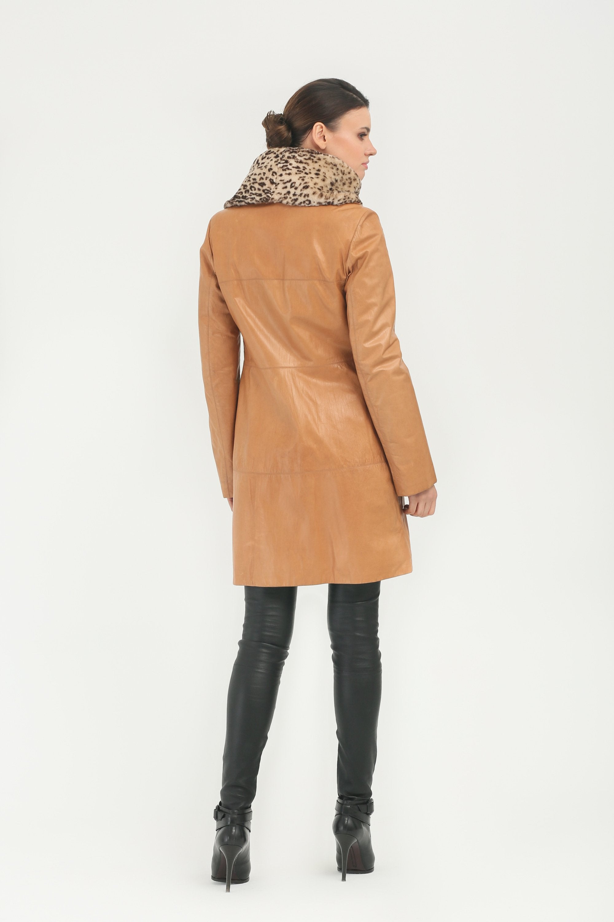 Tan Long Leather Coat