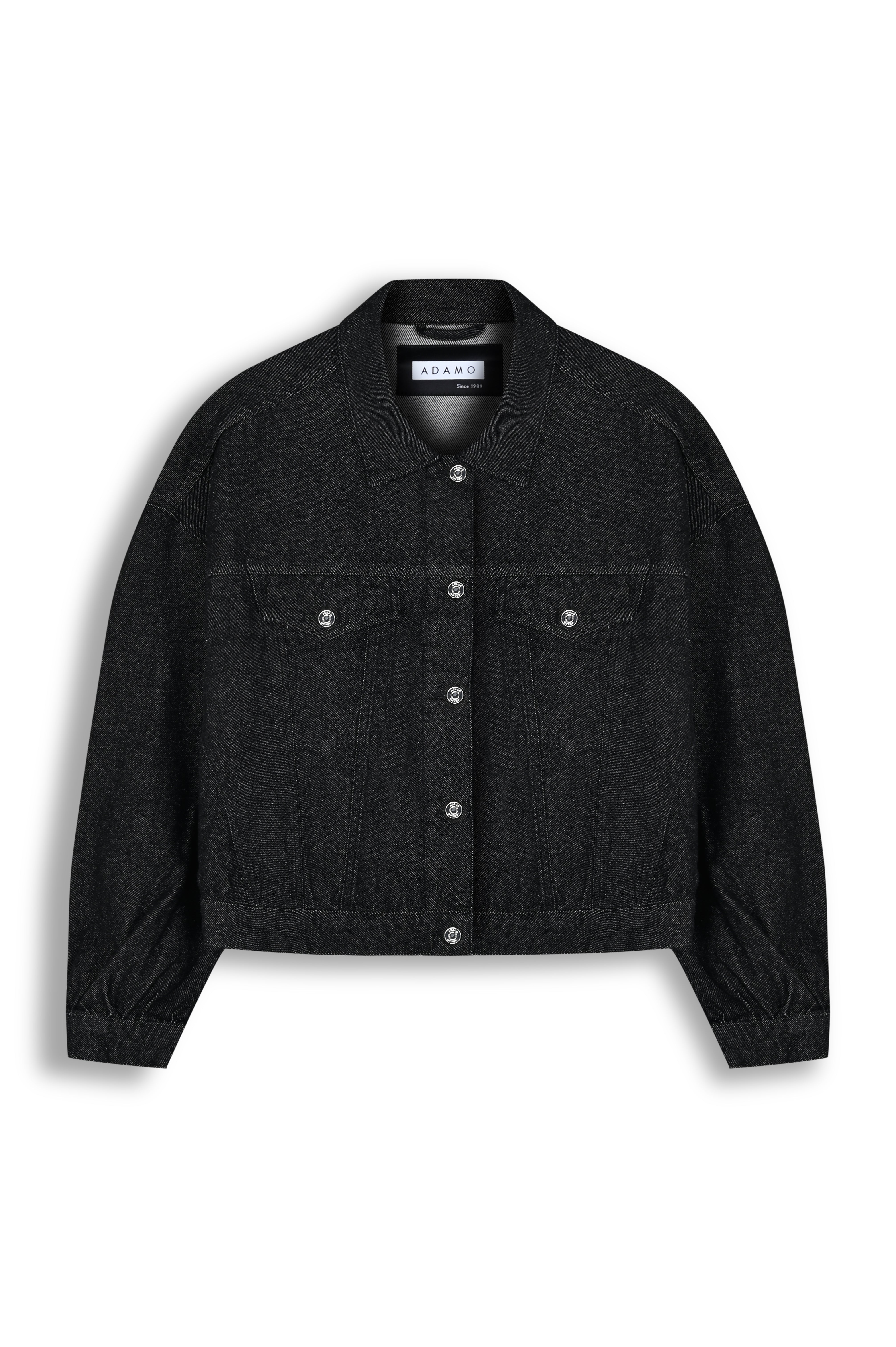 Midnight Black Cropped Denim Jacket