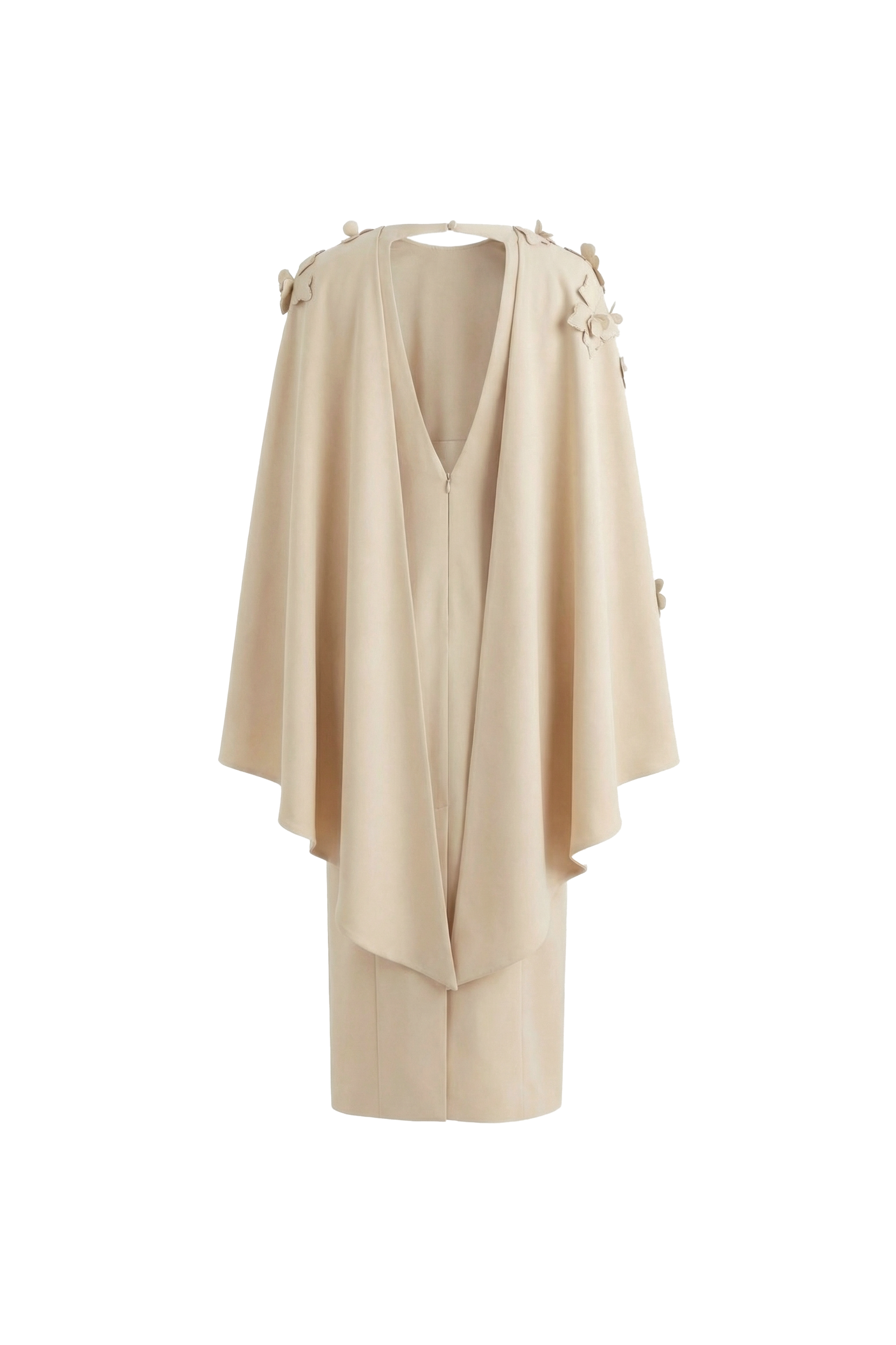 Ivory Petaline Cape-Panel Couture Dress