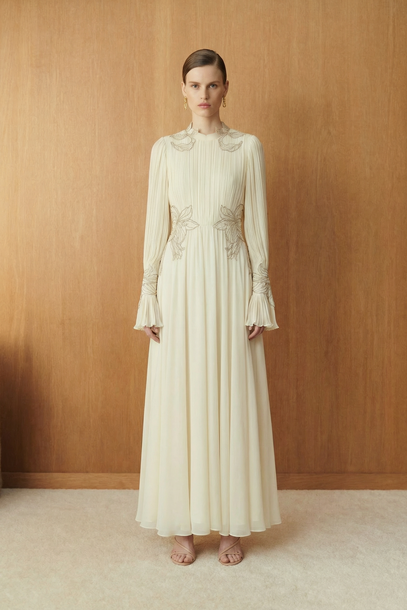 Eirene Pleated Ivory Dress