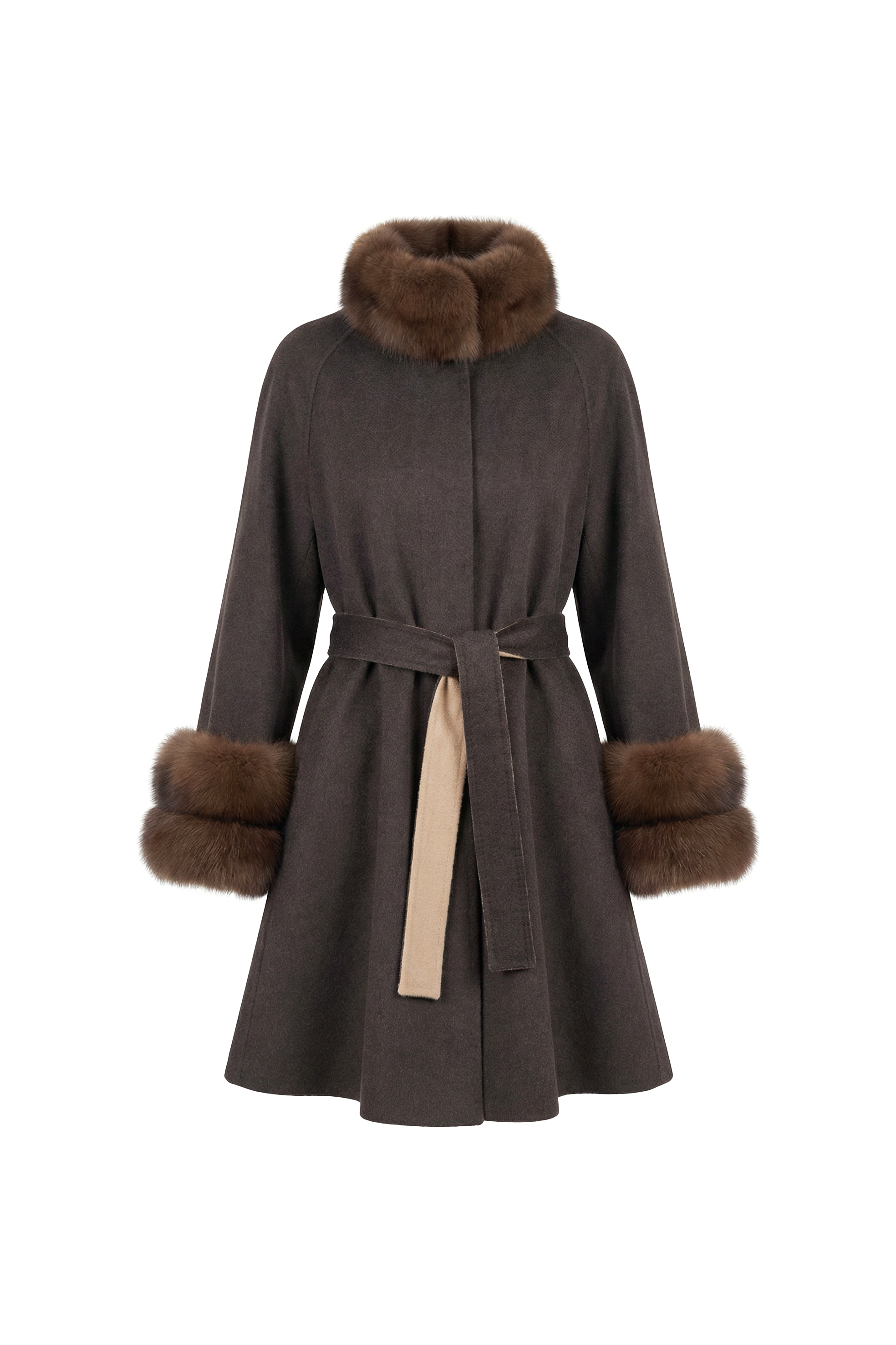 Valmere Sable-Trimmed Cashmere Coat
