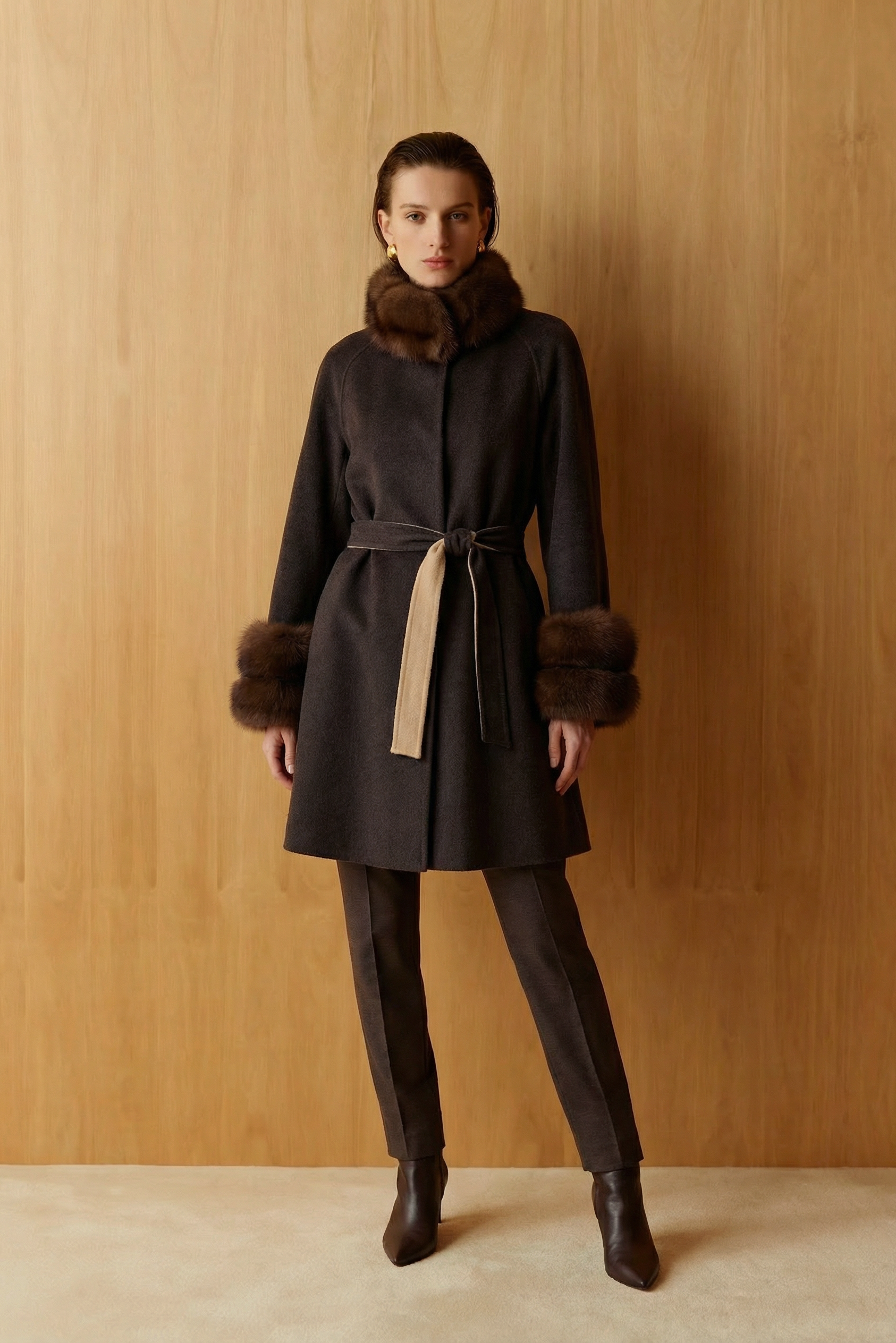 Valmere Sable-Trimmed Cashmere Coat