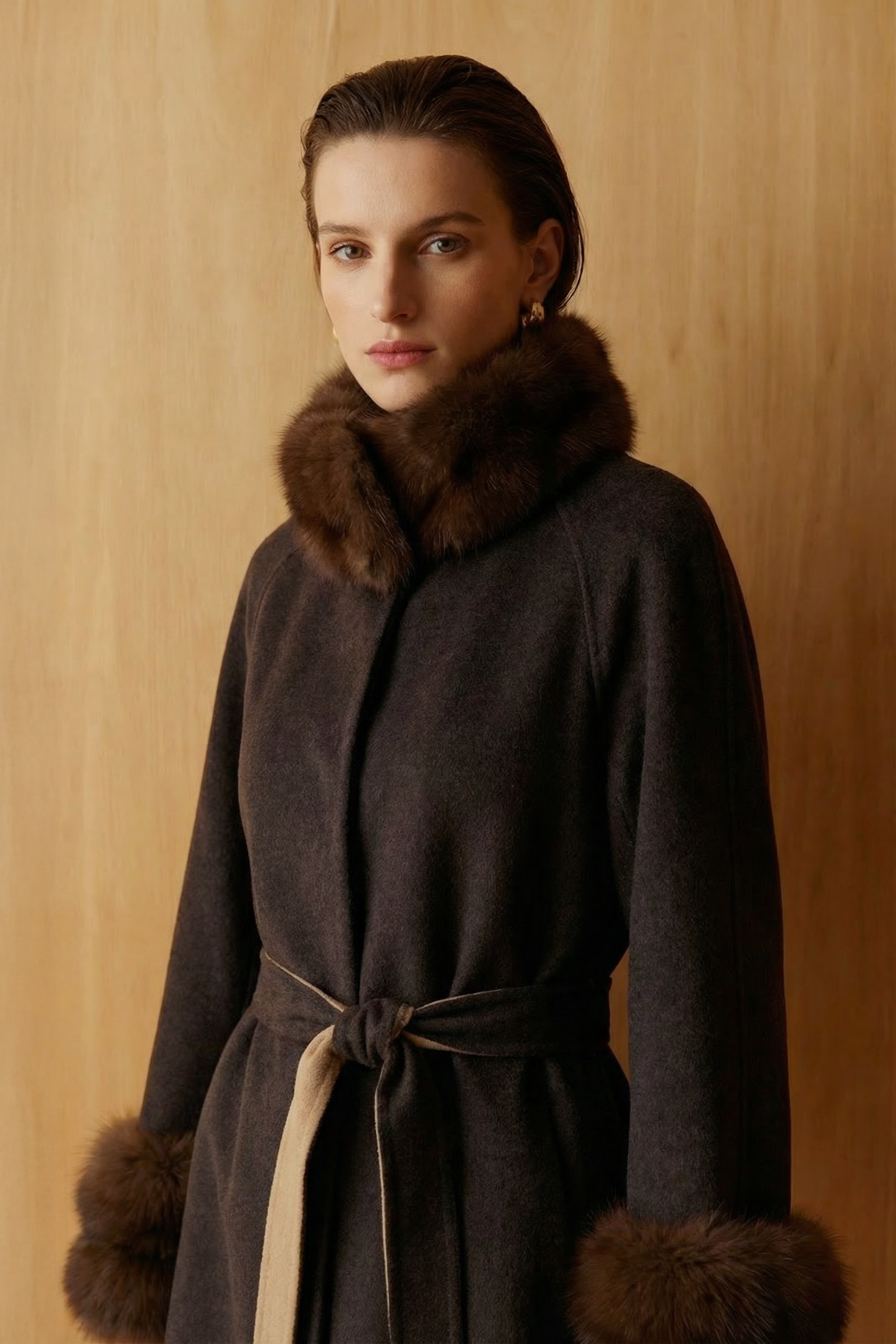 Valmere Sable-Trimmed Cashmere Coat
