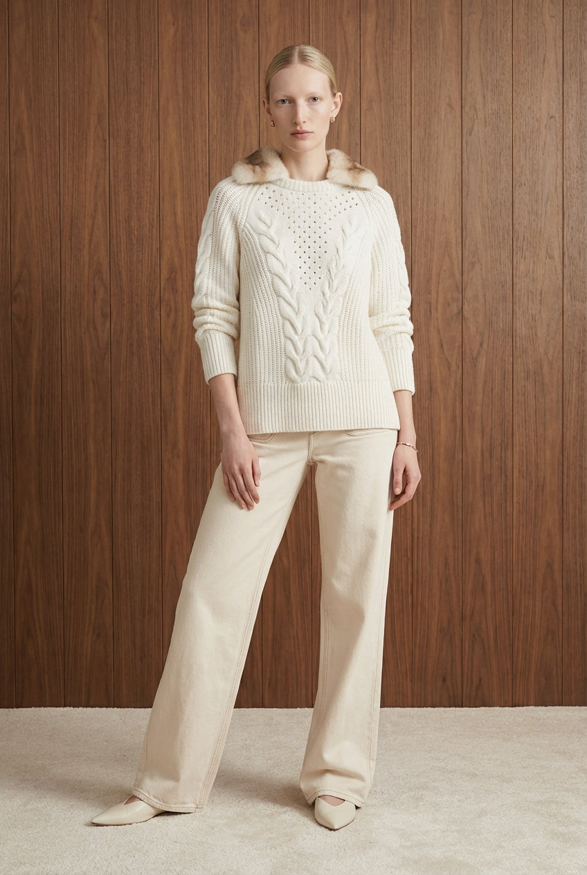 Eloria Rex Fur Collar Knit Sweater