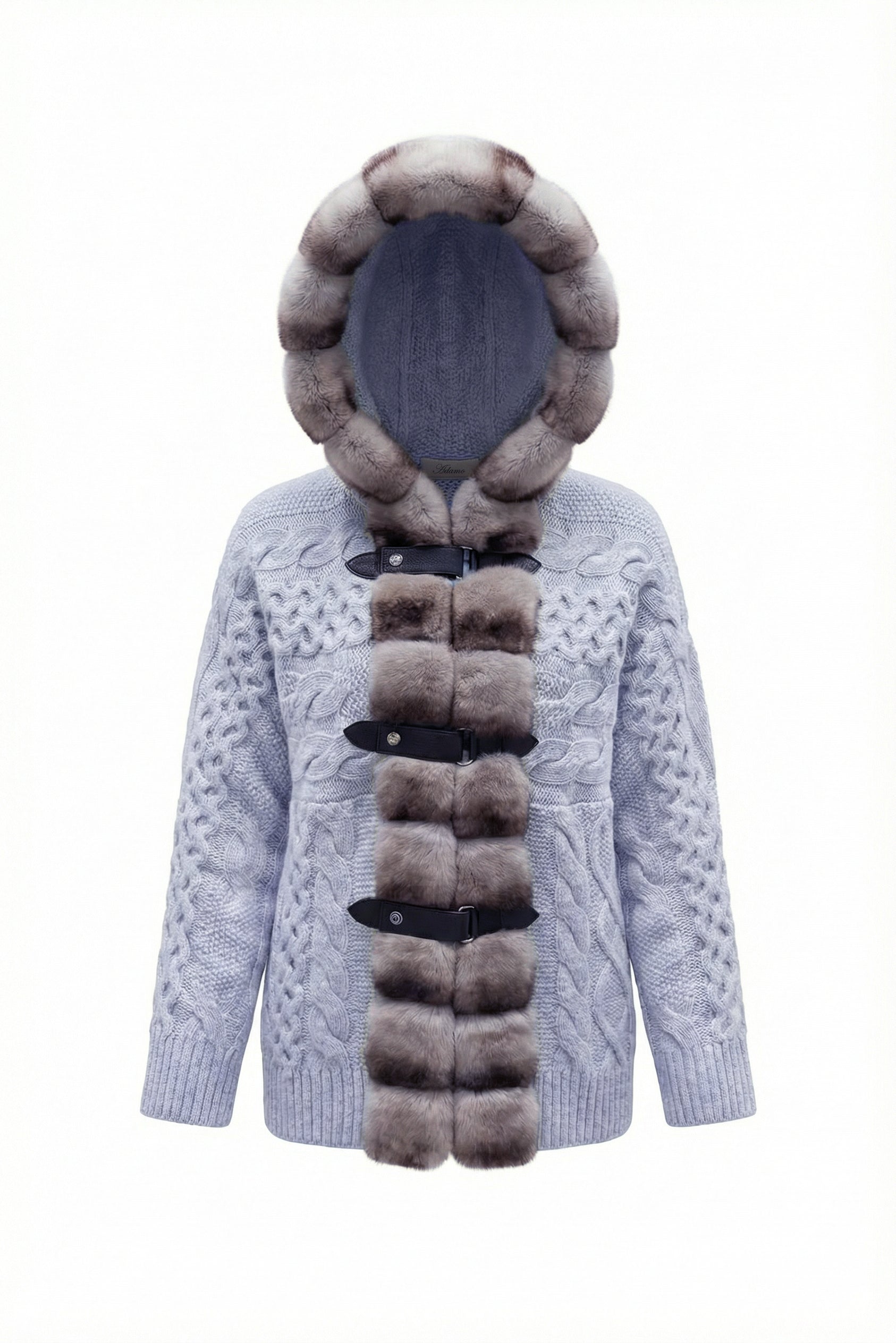 Alverra Rex Fur Hooded Knit Cardigan