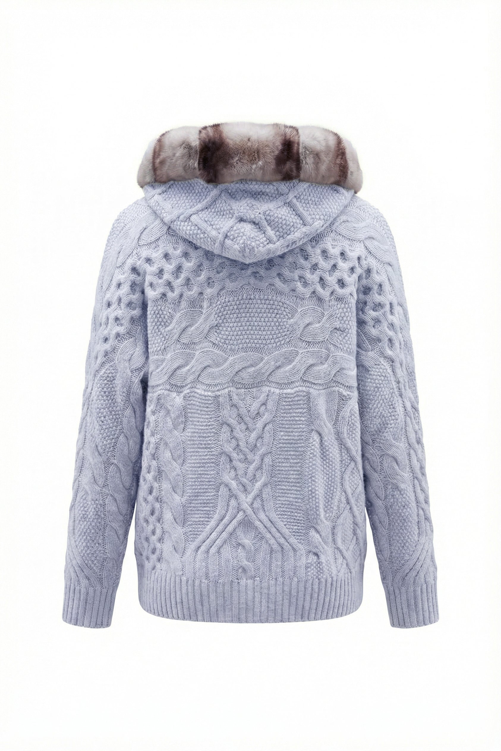 Alverra Rex Fur Hooded Knit Cardigan