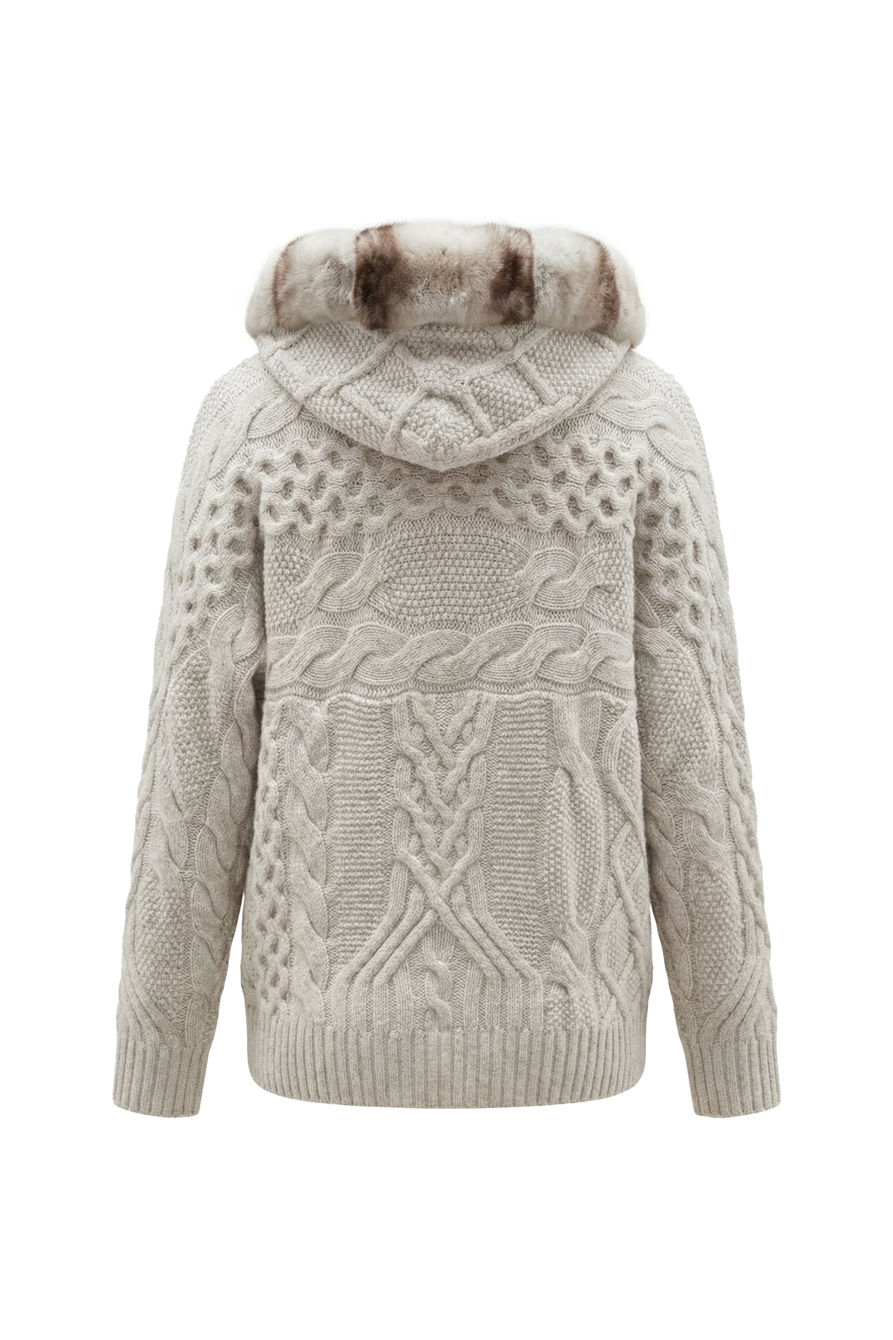 Alverra Rex Fur Hooded Knit Cardigan