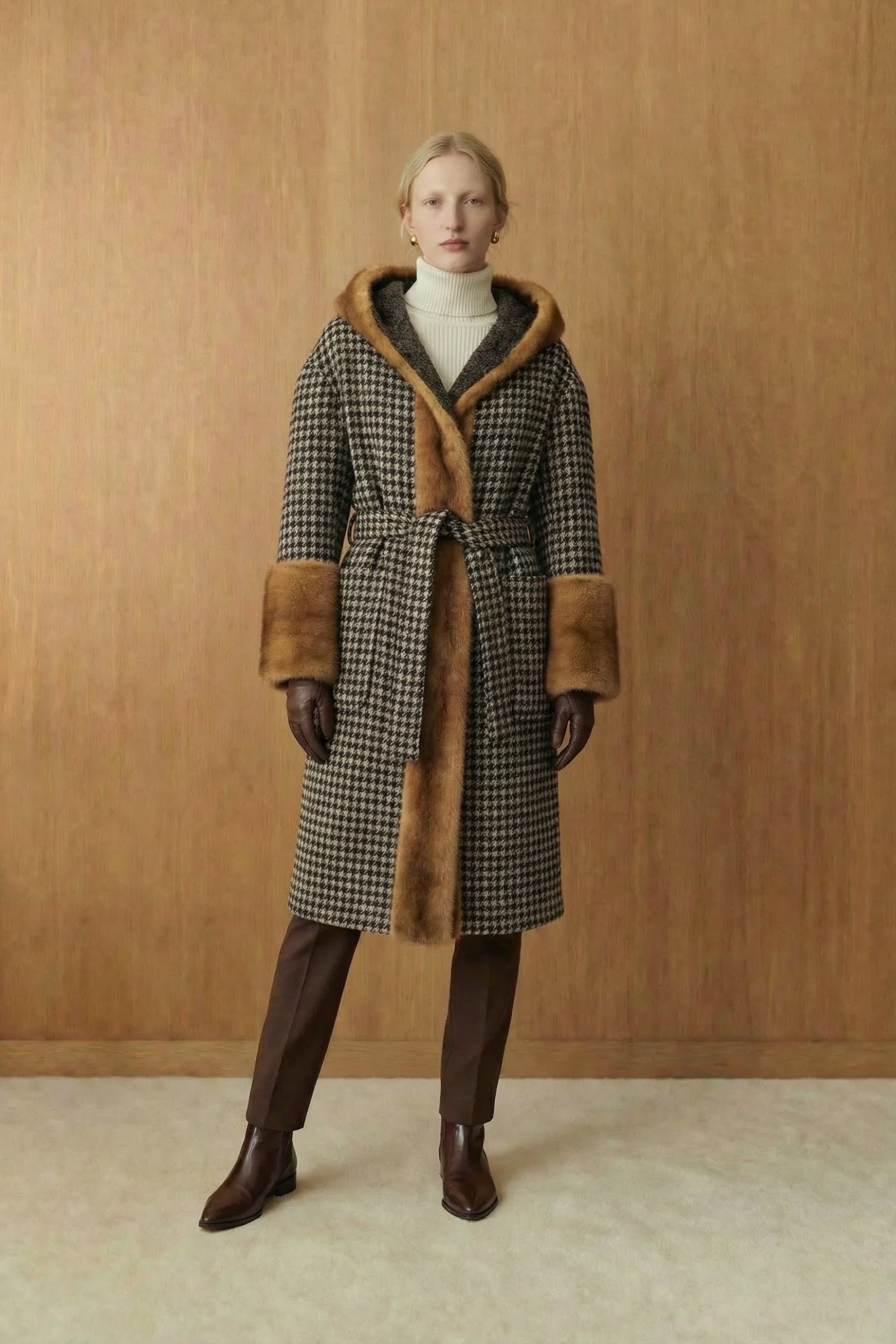 Montelara Mink Trim Wool Coat