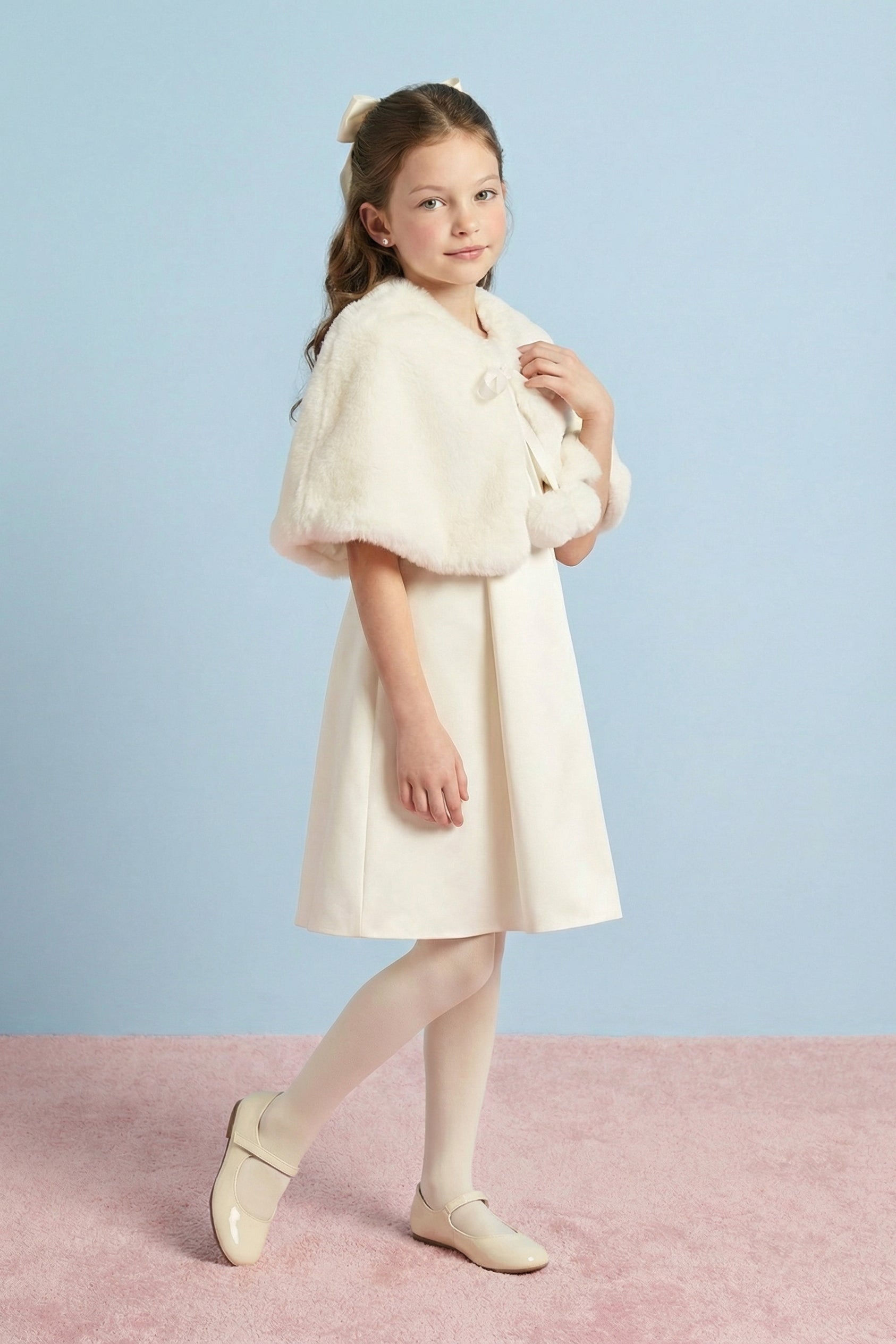 Little Lumière Ivory Rex Fur Cape