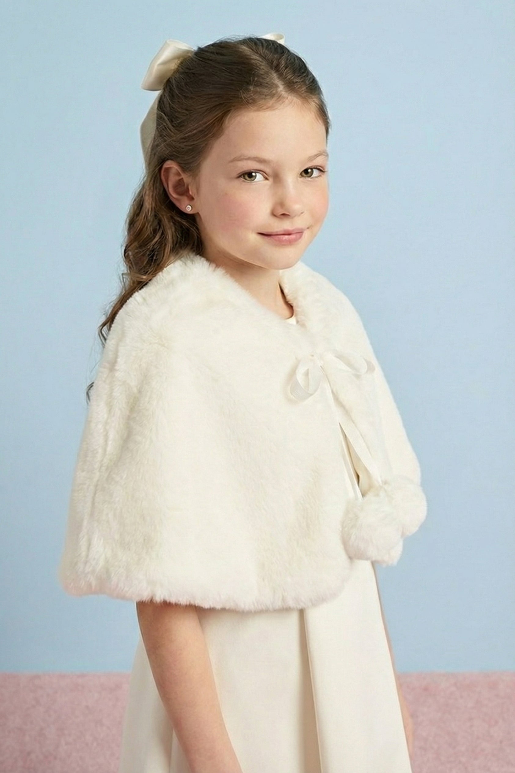 Little Lumière Ivory Rex Fur Cape