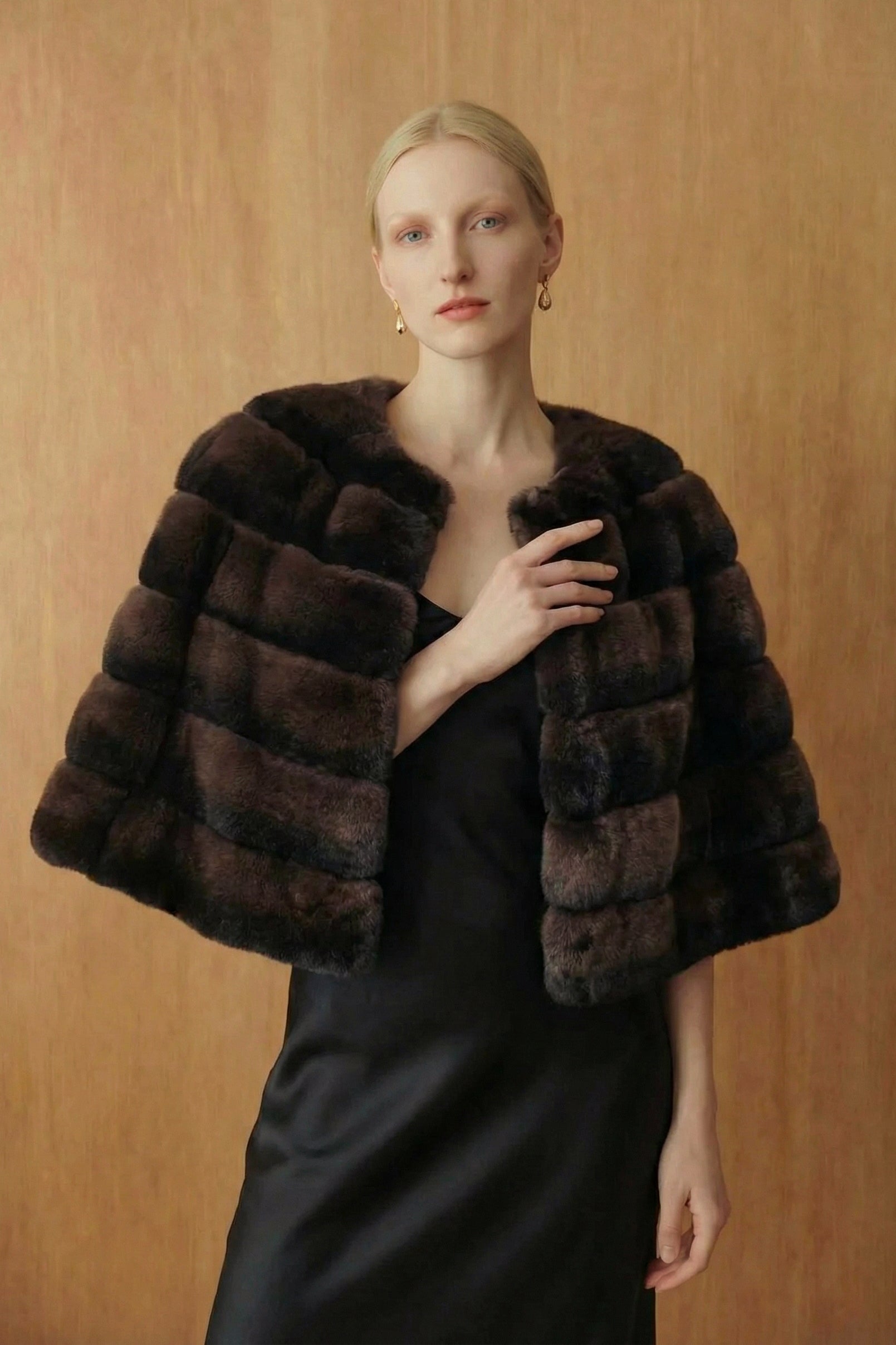 Midnight Espresso Rex Fur Cape