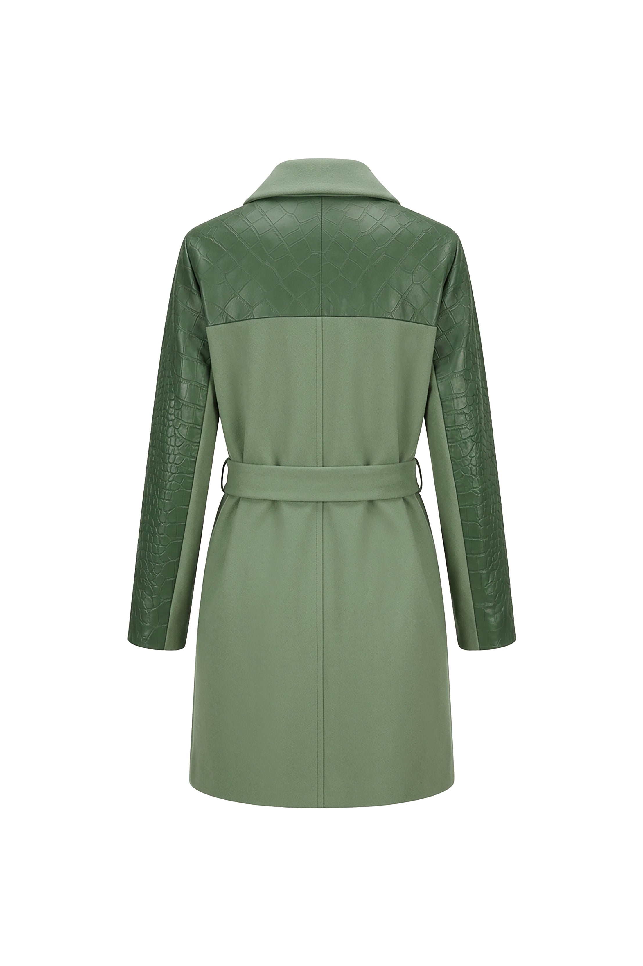Selene Wool Croc-Embossed Sleeve Coat