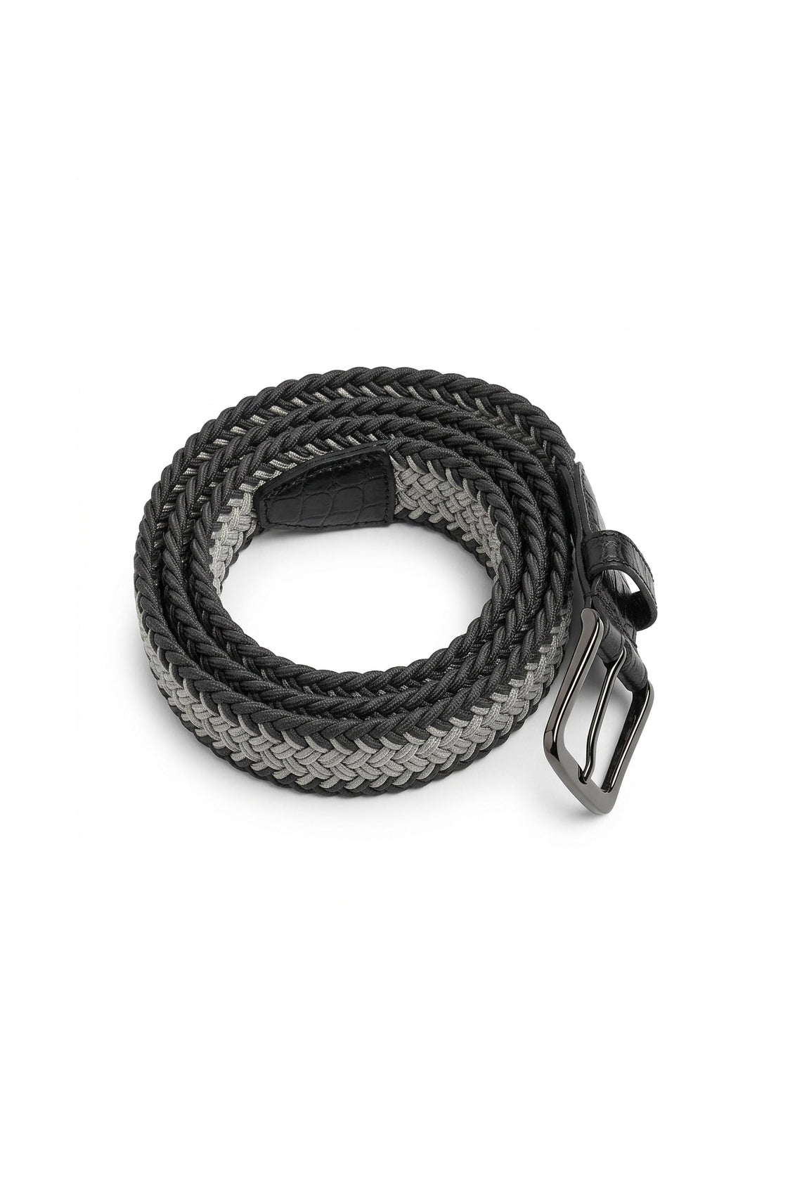 Graphite Crocodile Trim Braided Belt