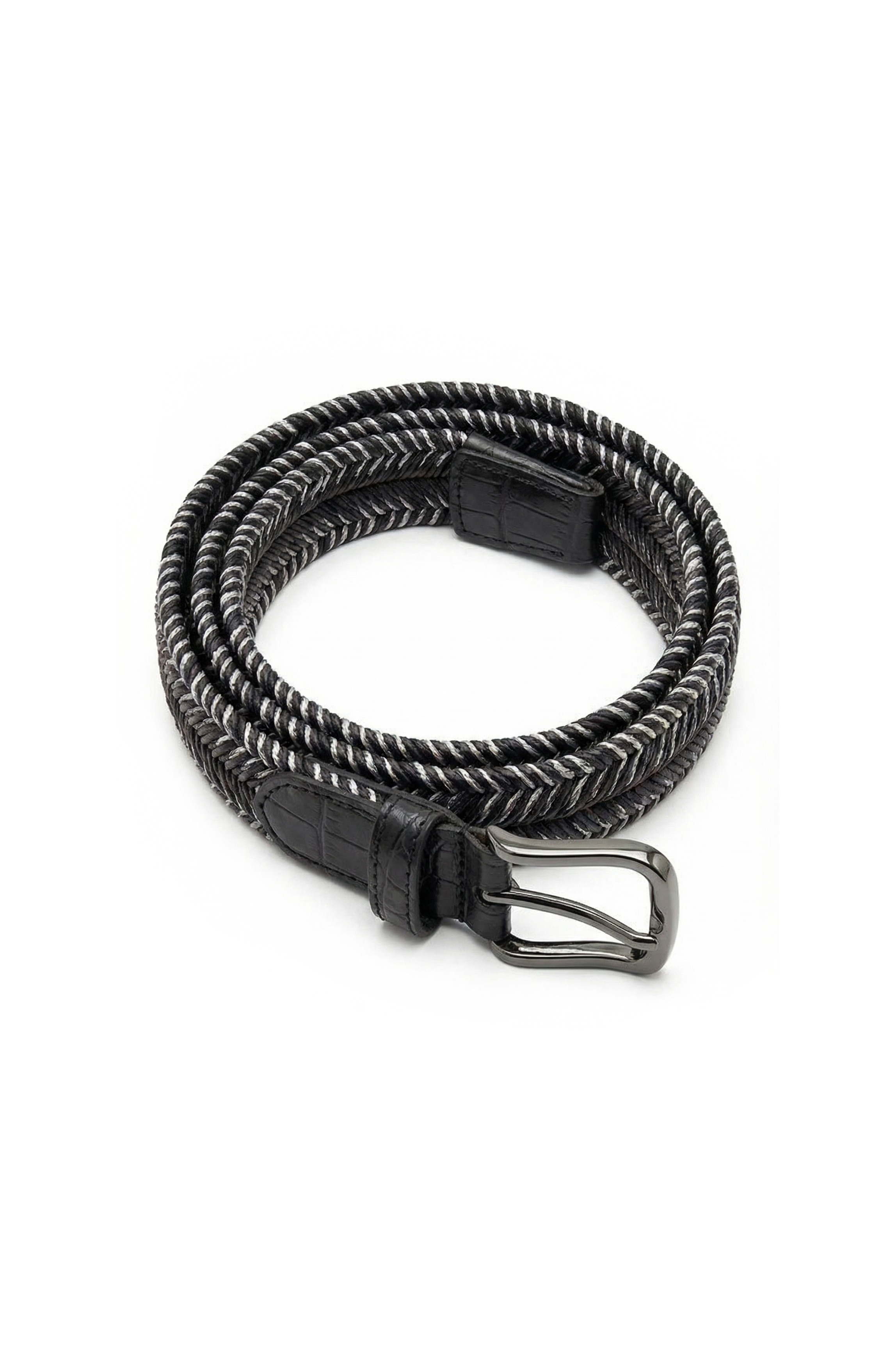 Noir Gradient Crocodile Trim Braided Belt