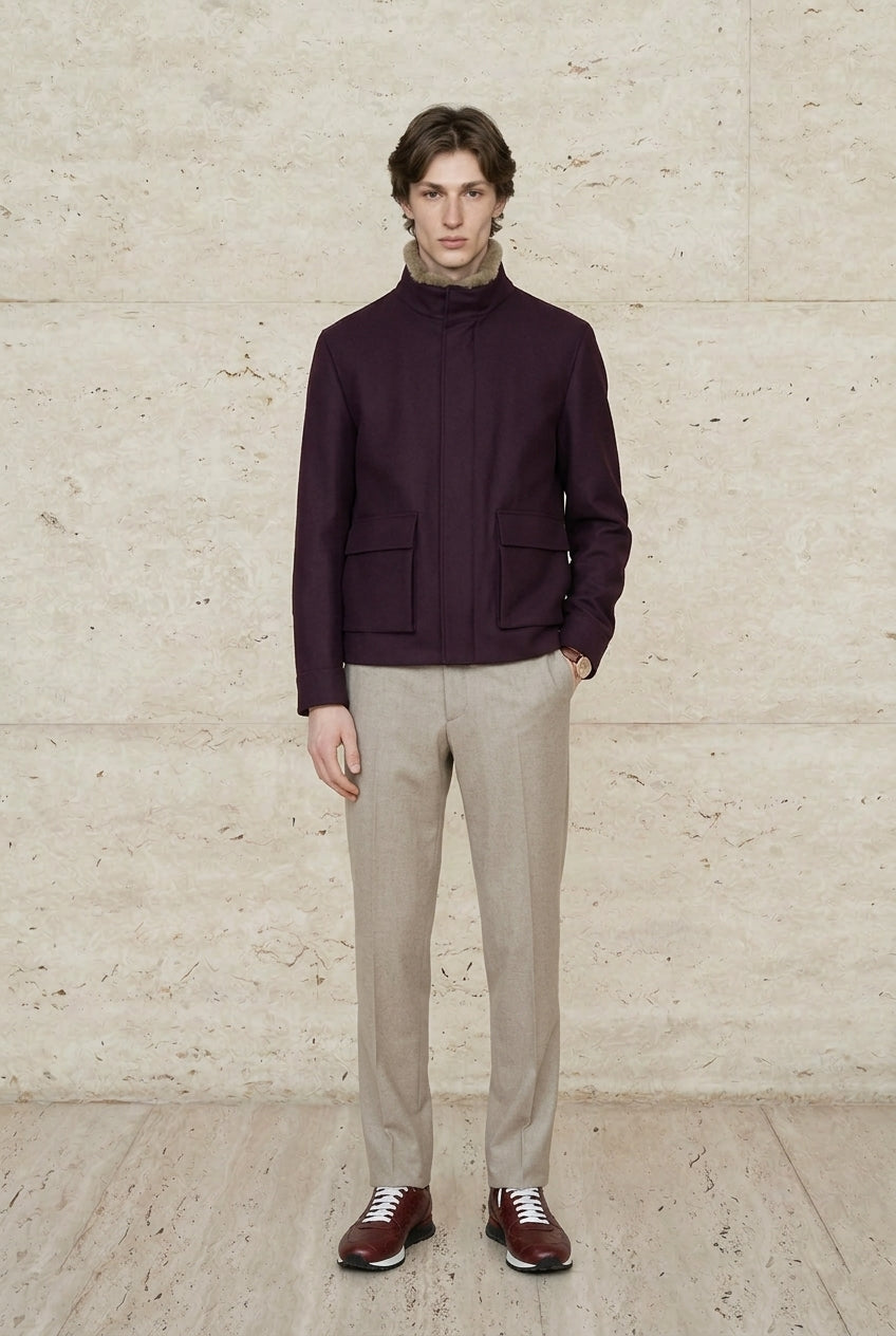 Valerio Wool Fur-Collar Jacket