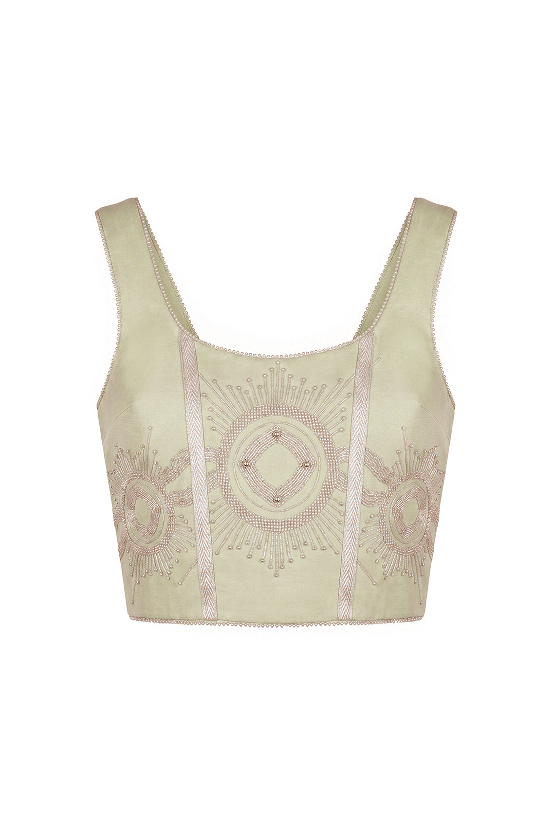 Elara Embroidered Linen Bustier