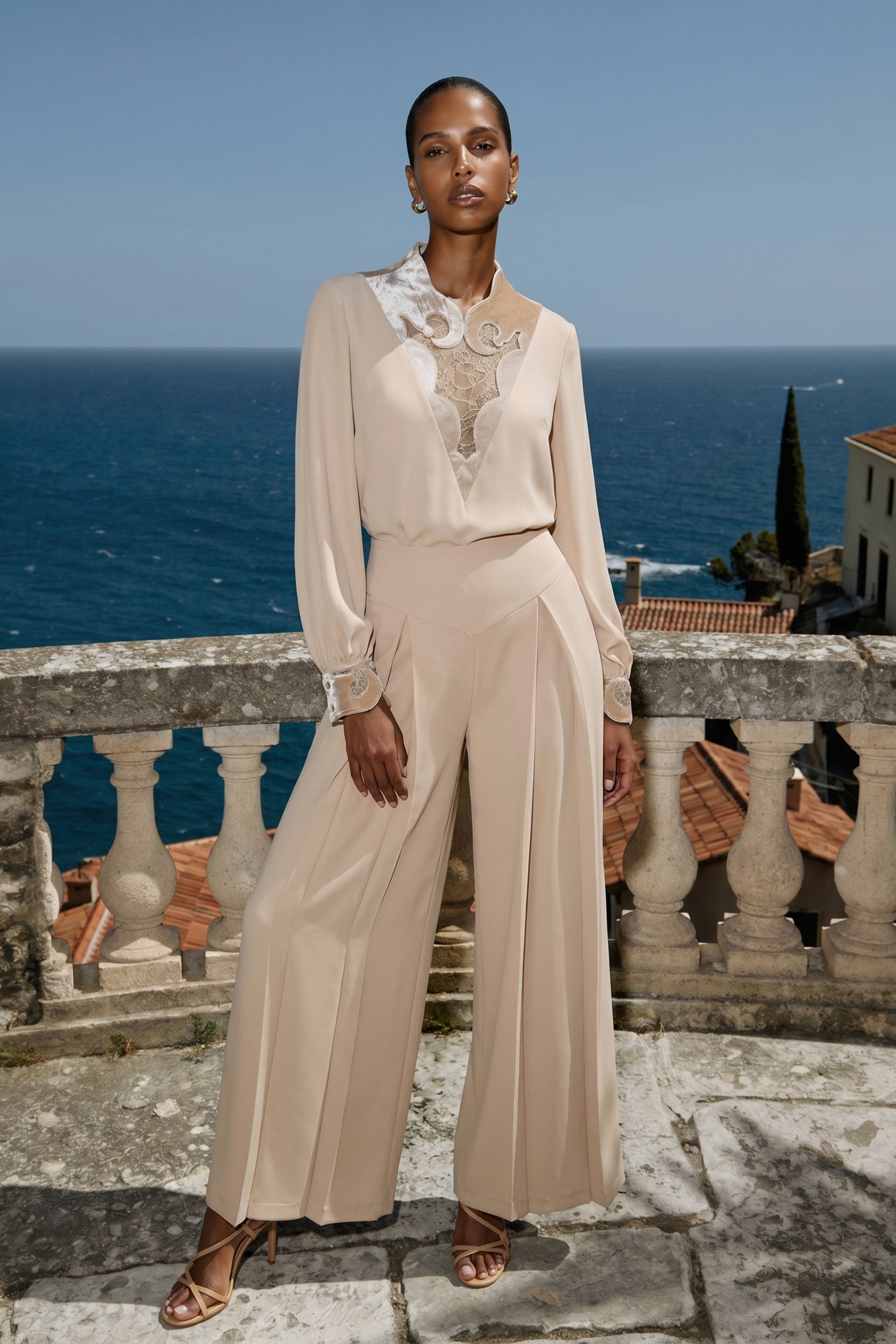 Veloura Sculpted Wide-Leg Trousers