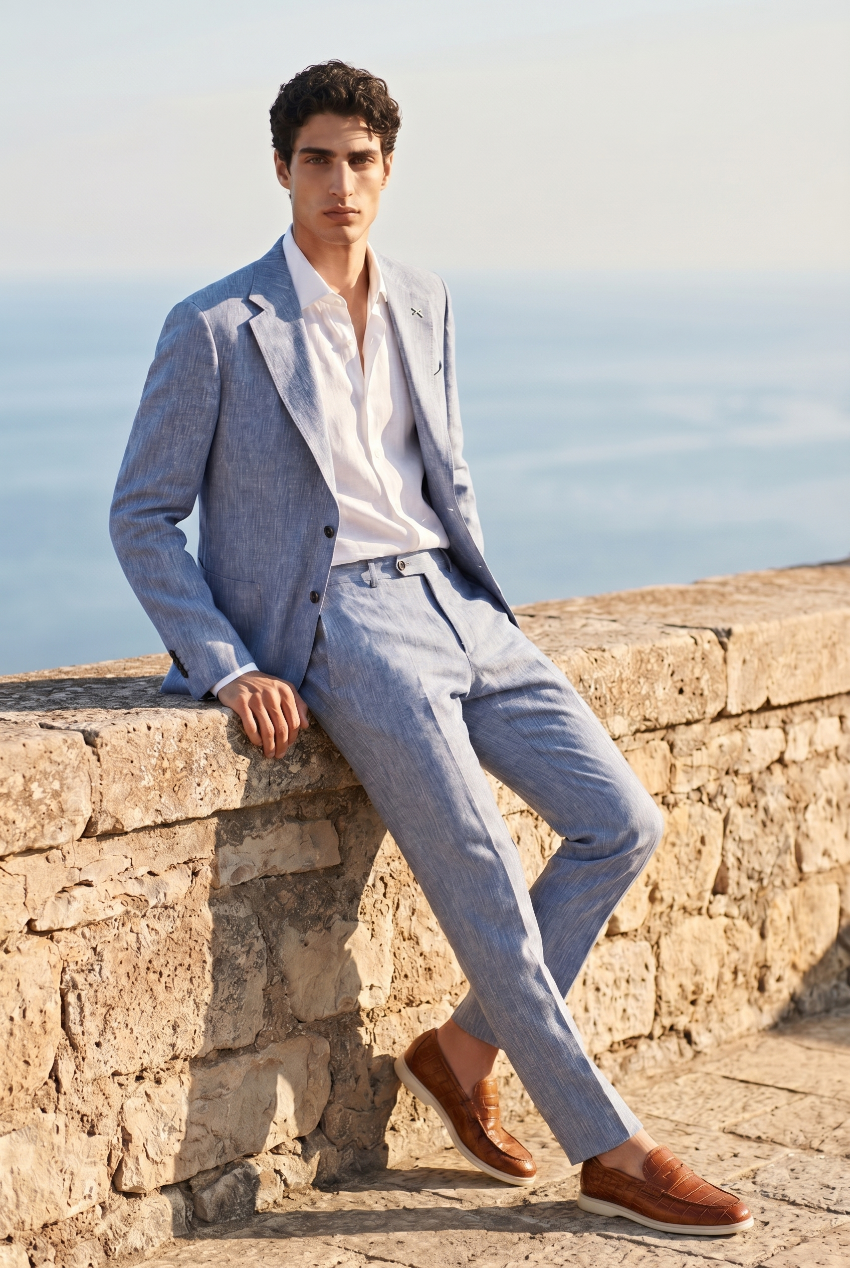 Vistamare Azure Linen Blazer