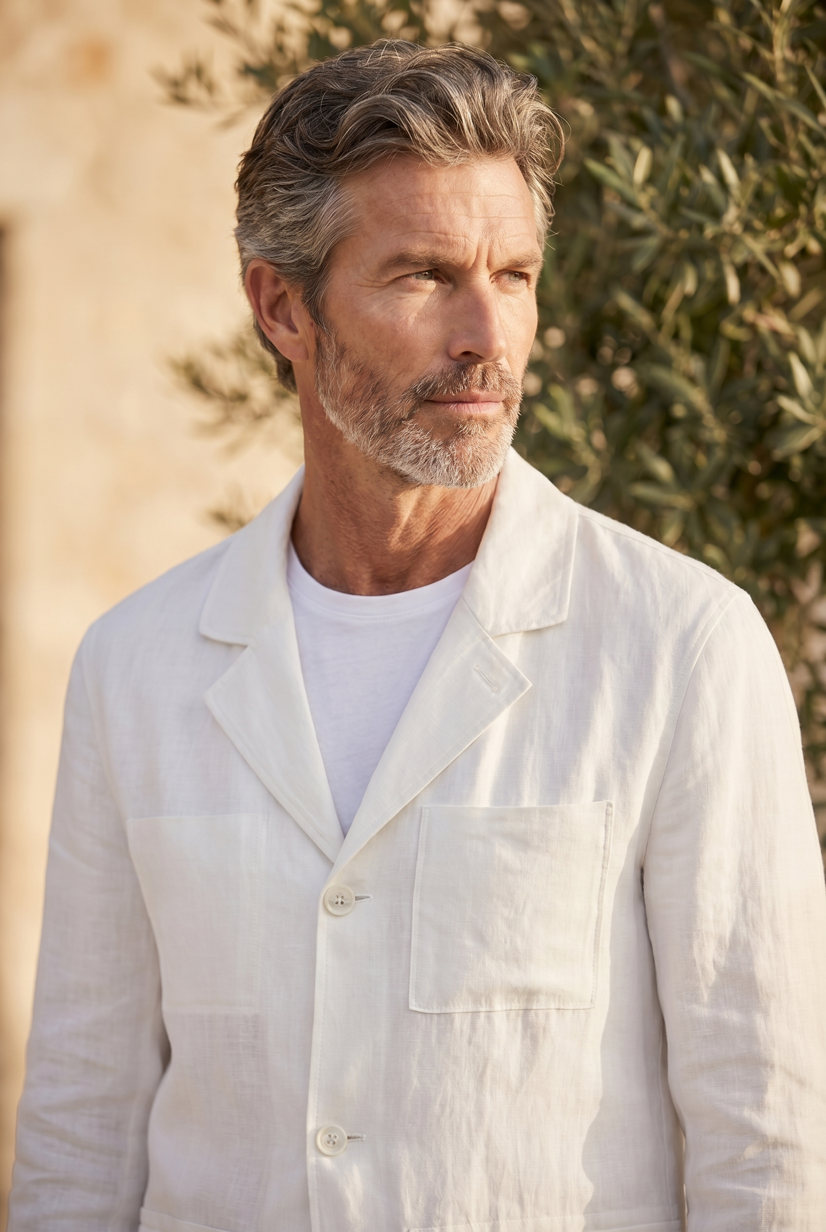 Ivory Riviera Linen Blend Overshirt