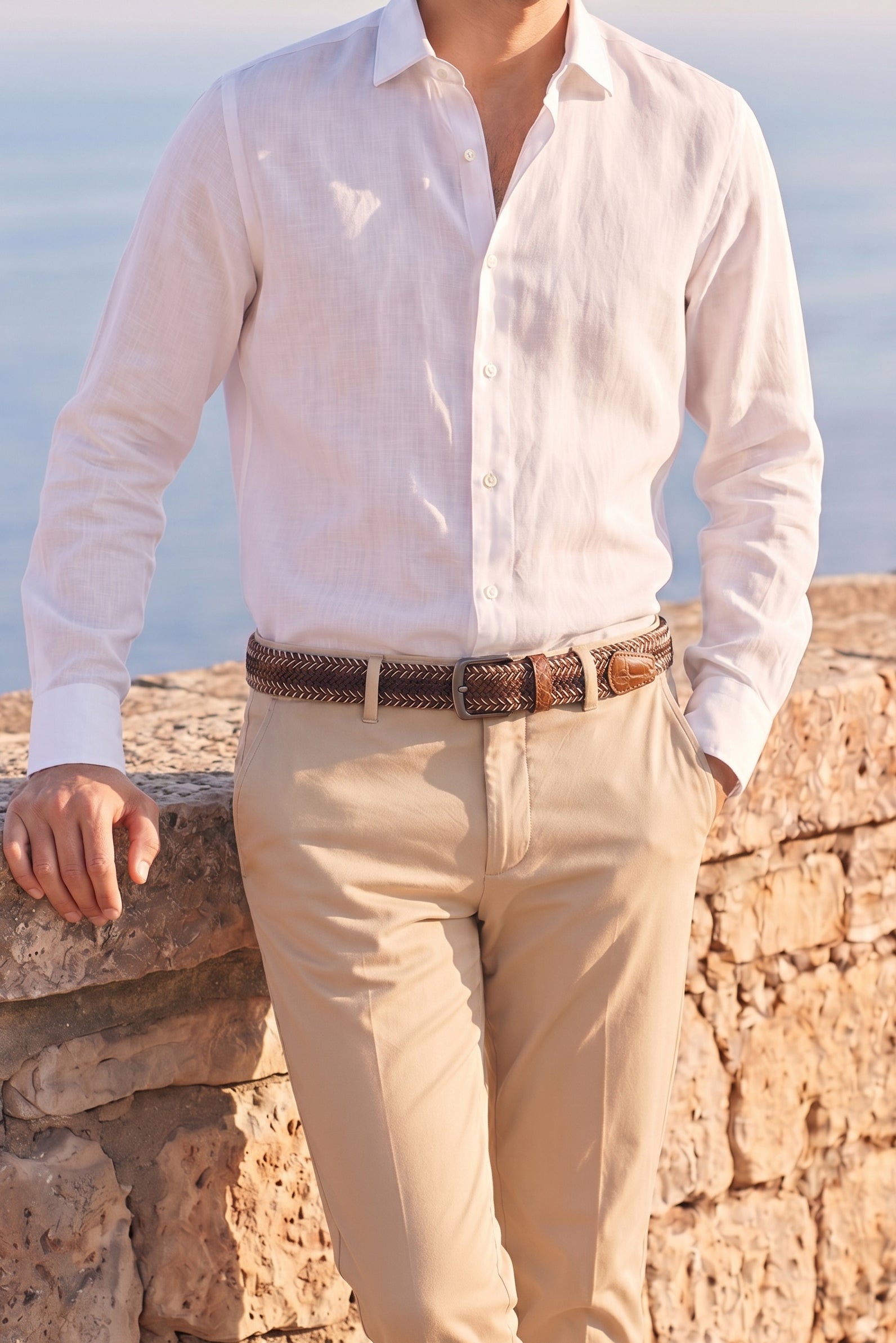 Terra Crocodile Trim Braided Belt