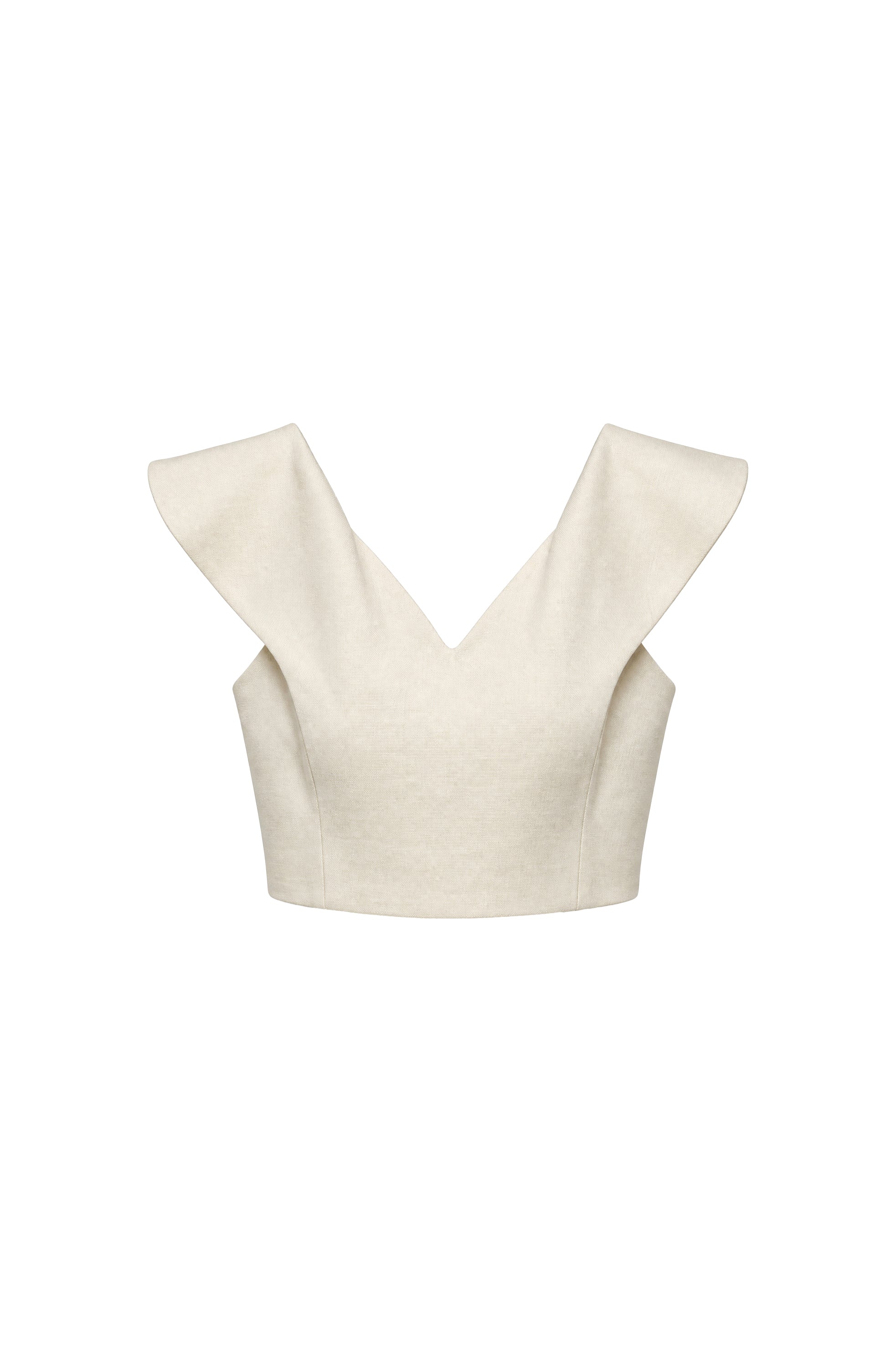 Verona Linen V-Neck Crop Top
