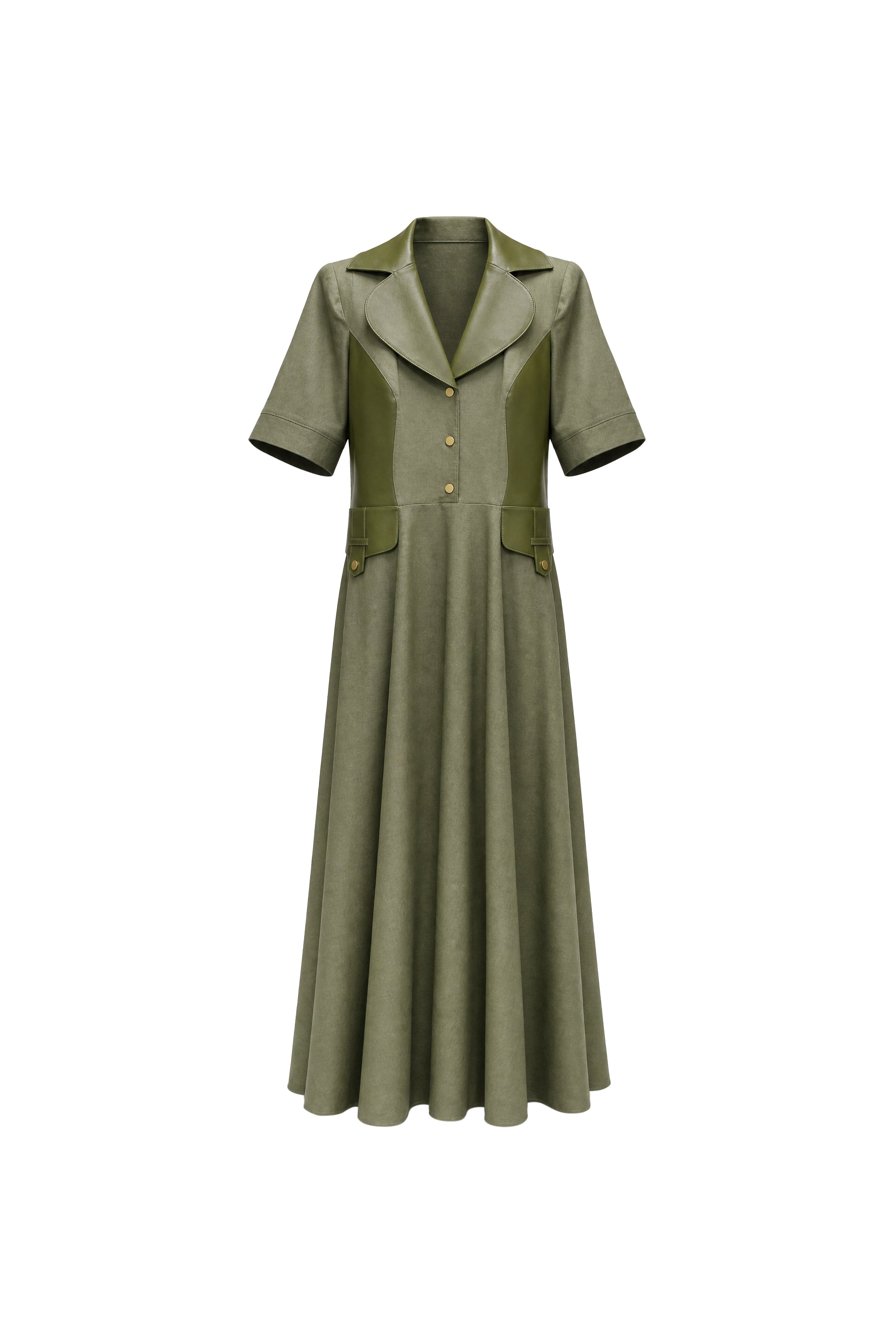 Valeria Linen & Leather Midi Dress