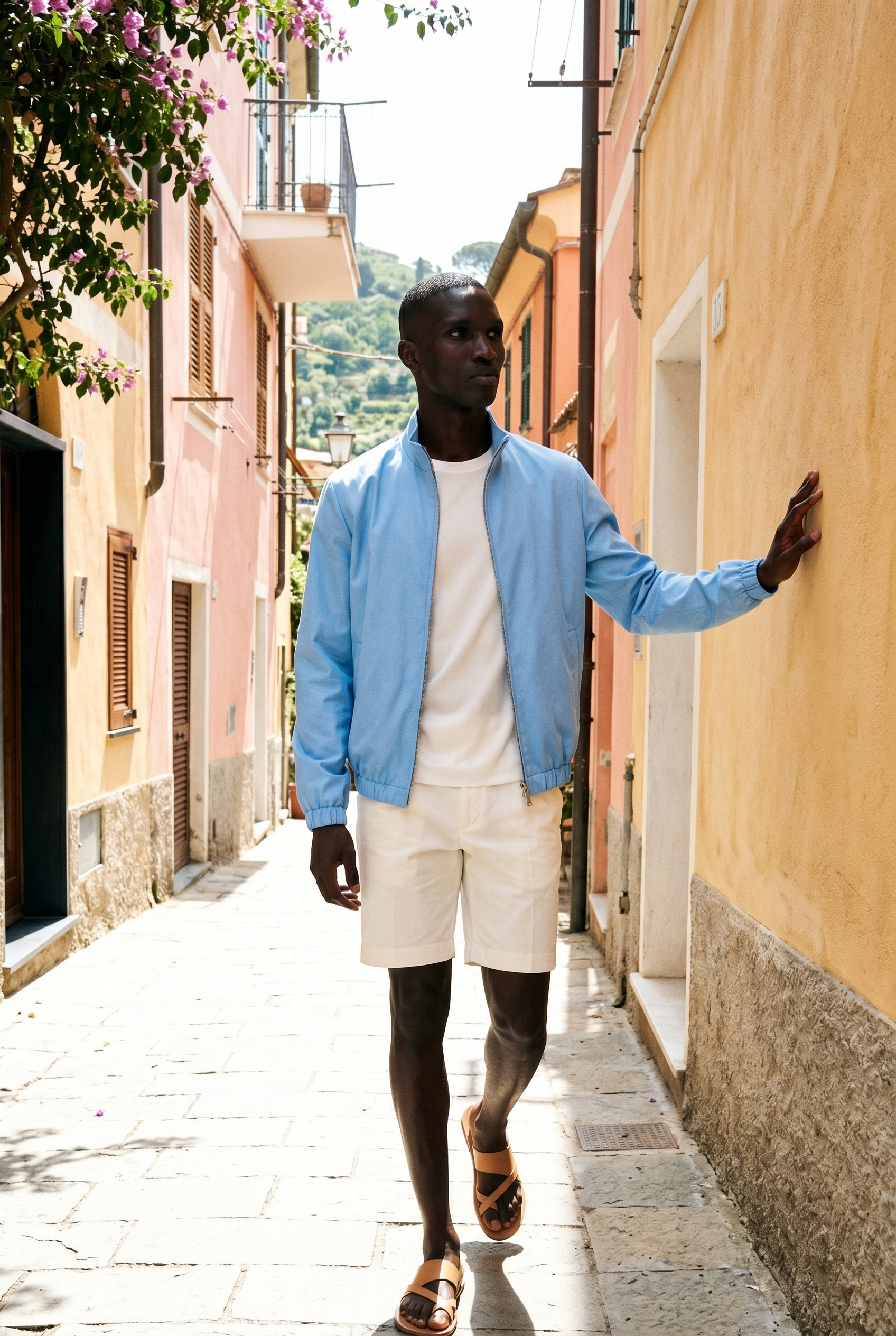 Riviera Sky Reversible Linen Jacket
