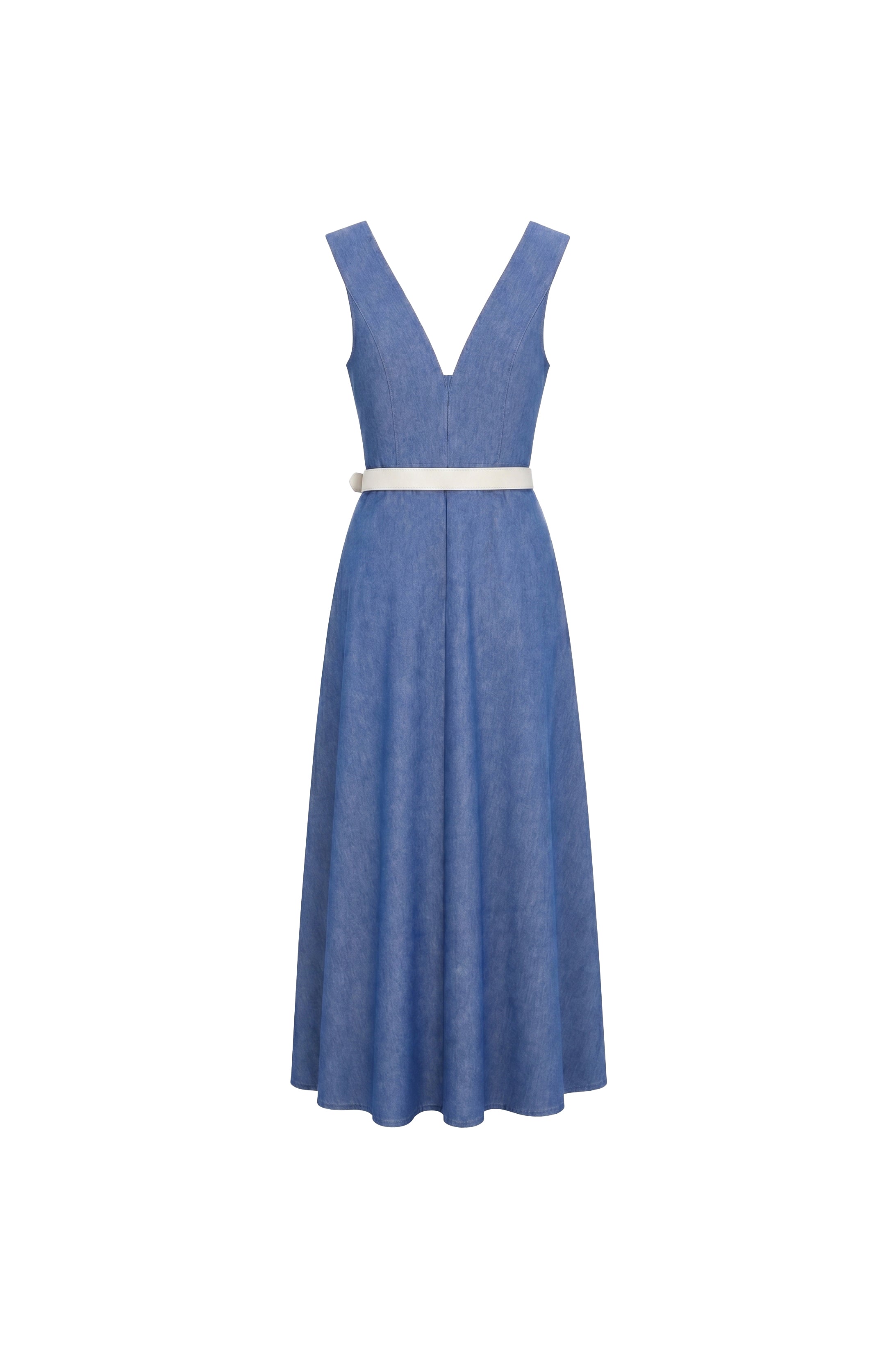 Celeste Belted Denim Midi Dress
