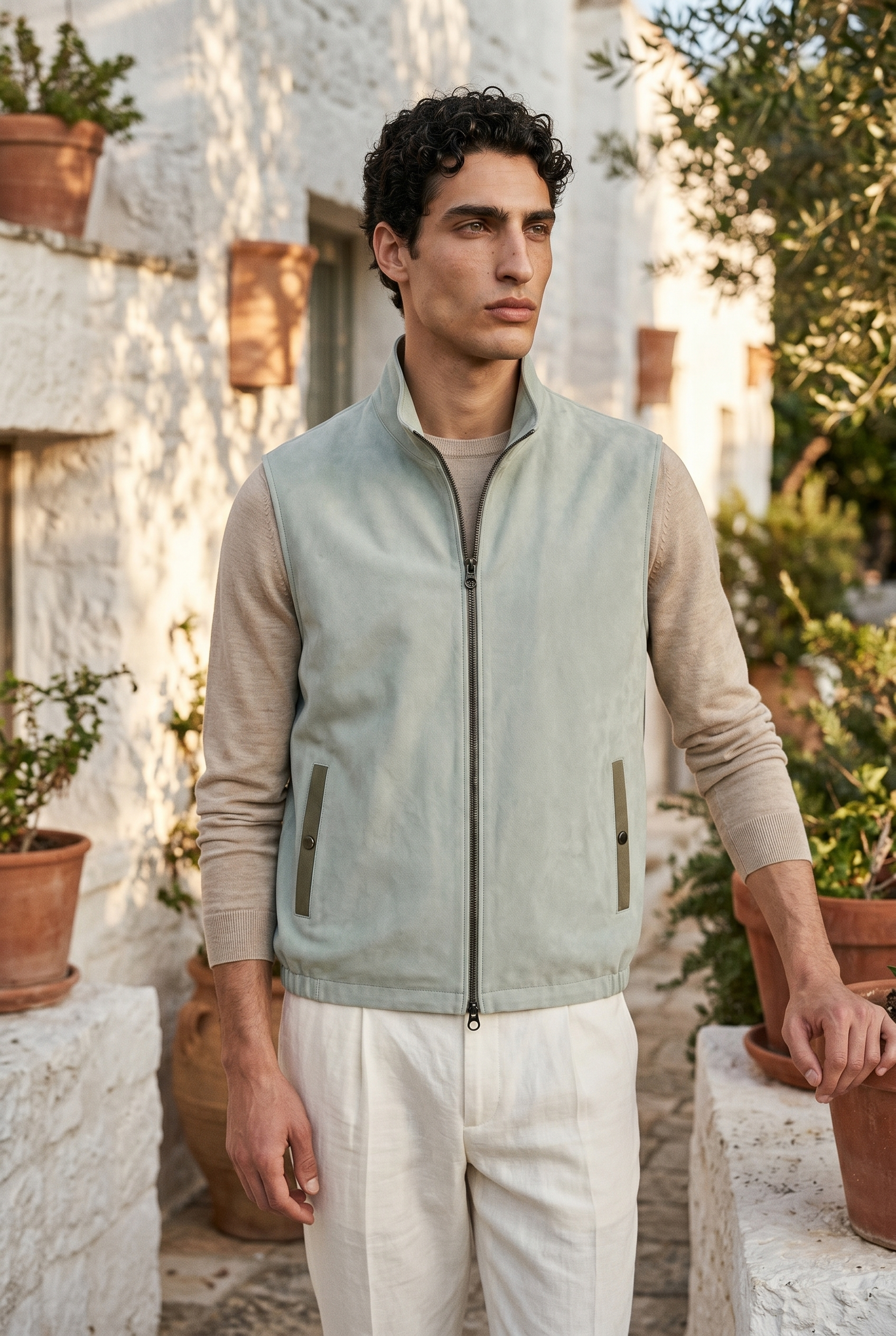 Amalfi Linen Zip Vest