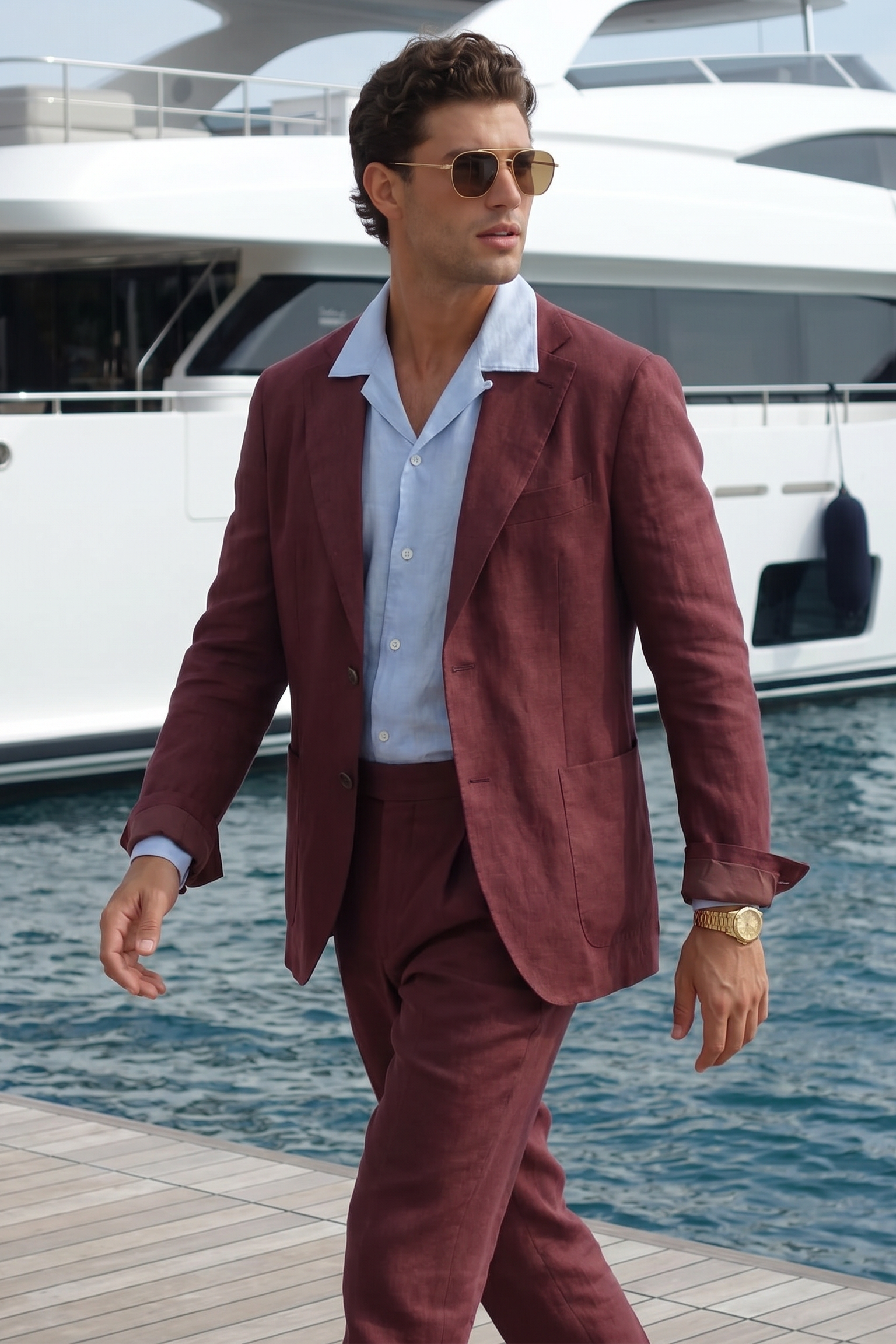 Bordeaux Riviera Linen Blazer