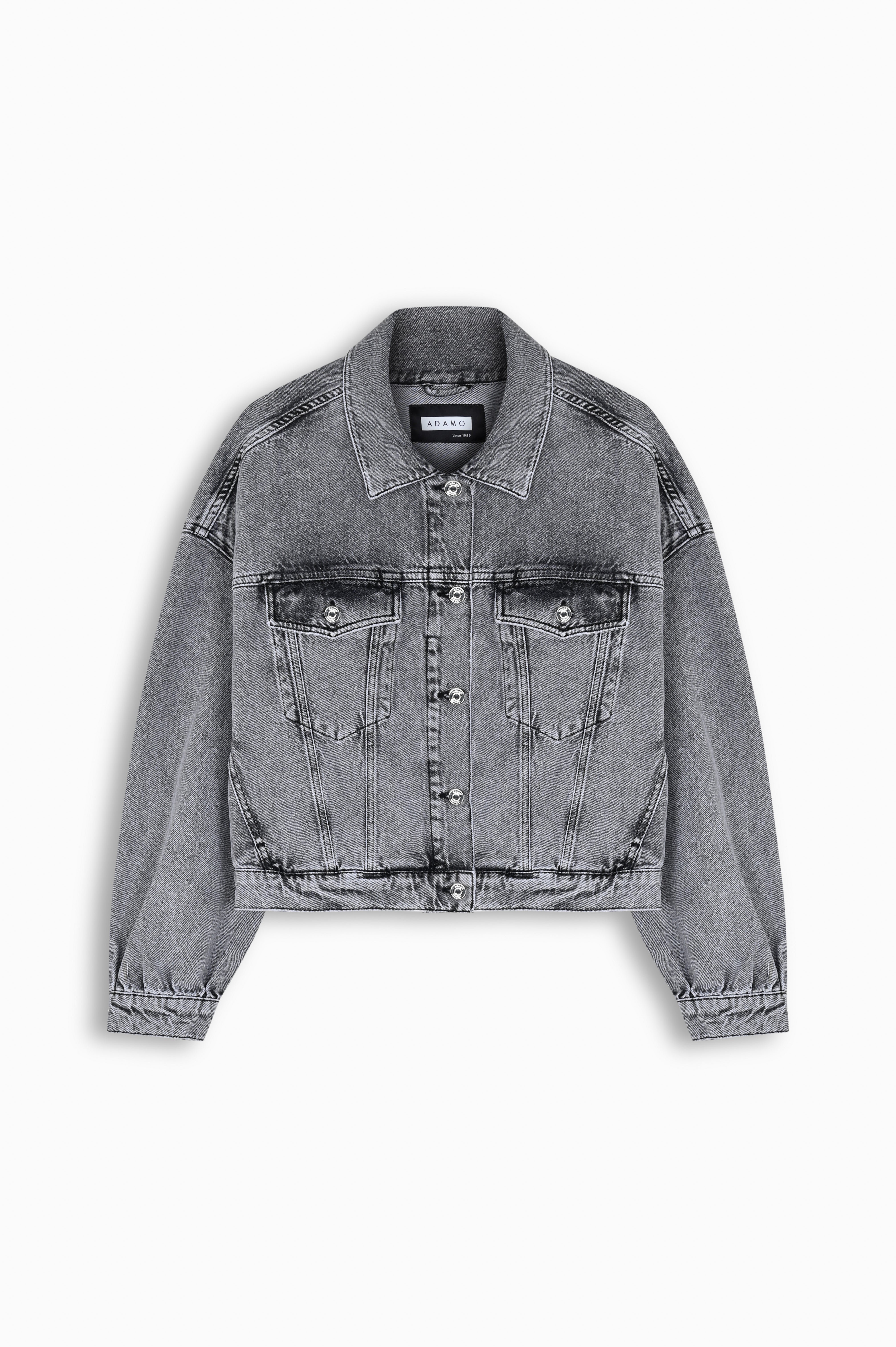 Slate Grey Cropped Denim Jacket