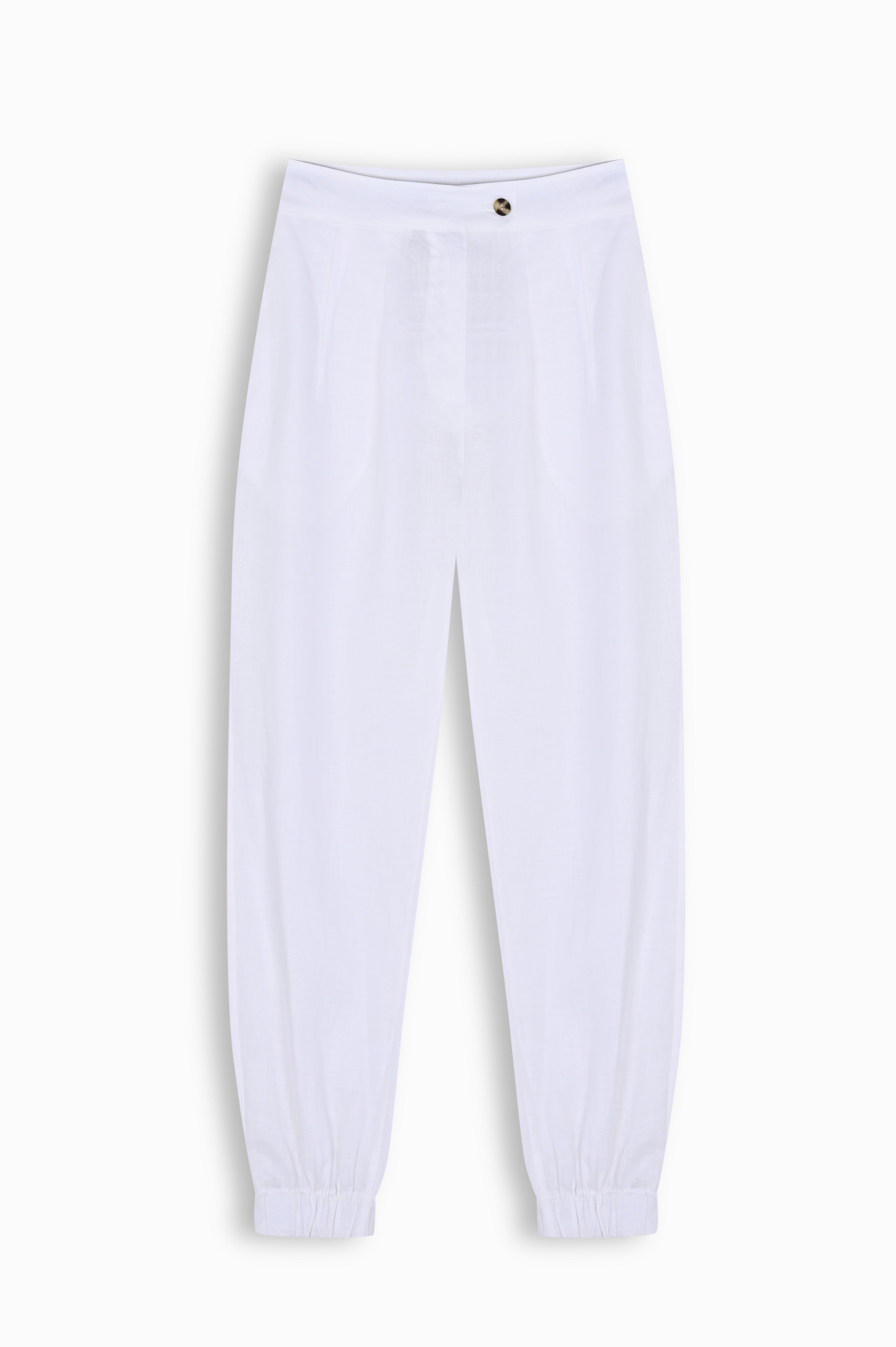 Ivory Linen Tapered Trousers